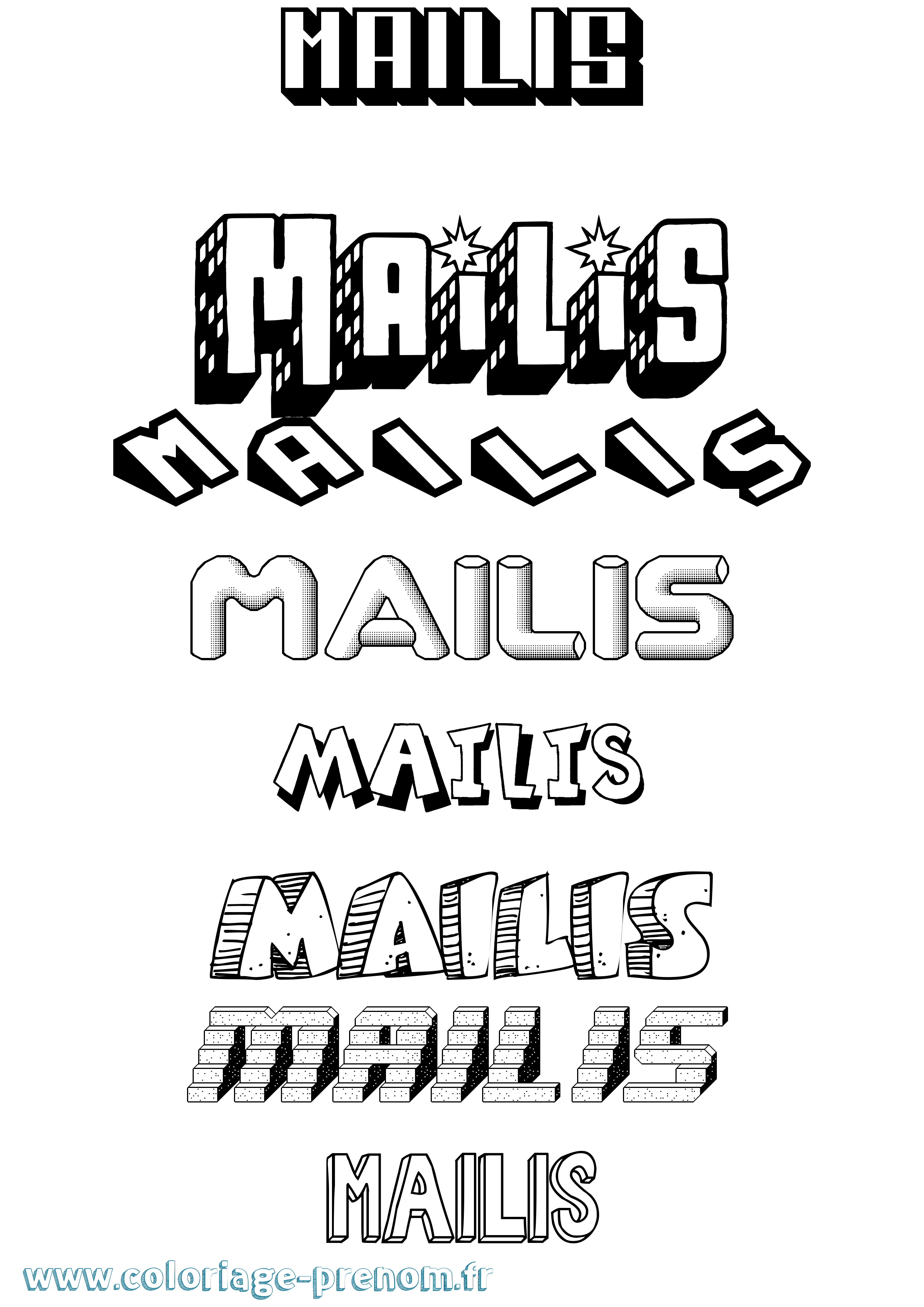 Coloriage Mailis Effet 3D Coloriage prénom Mailis Effet 3D