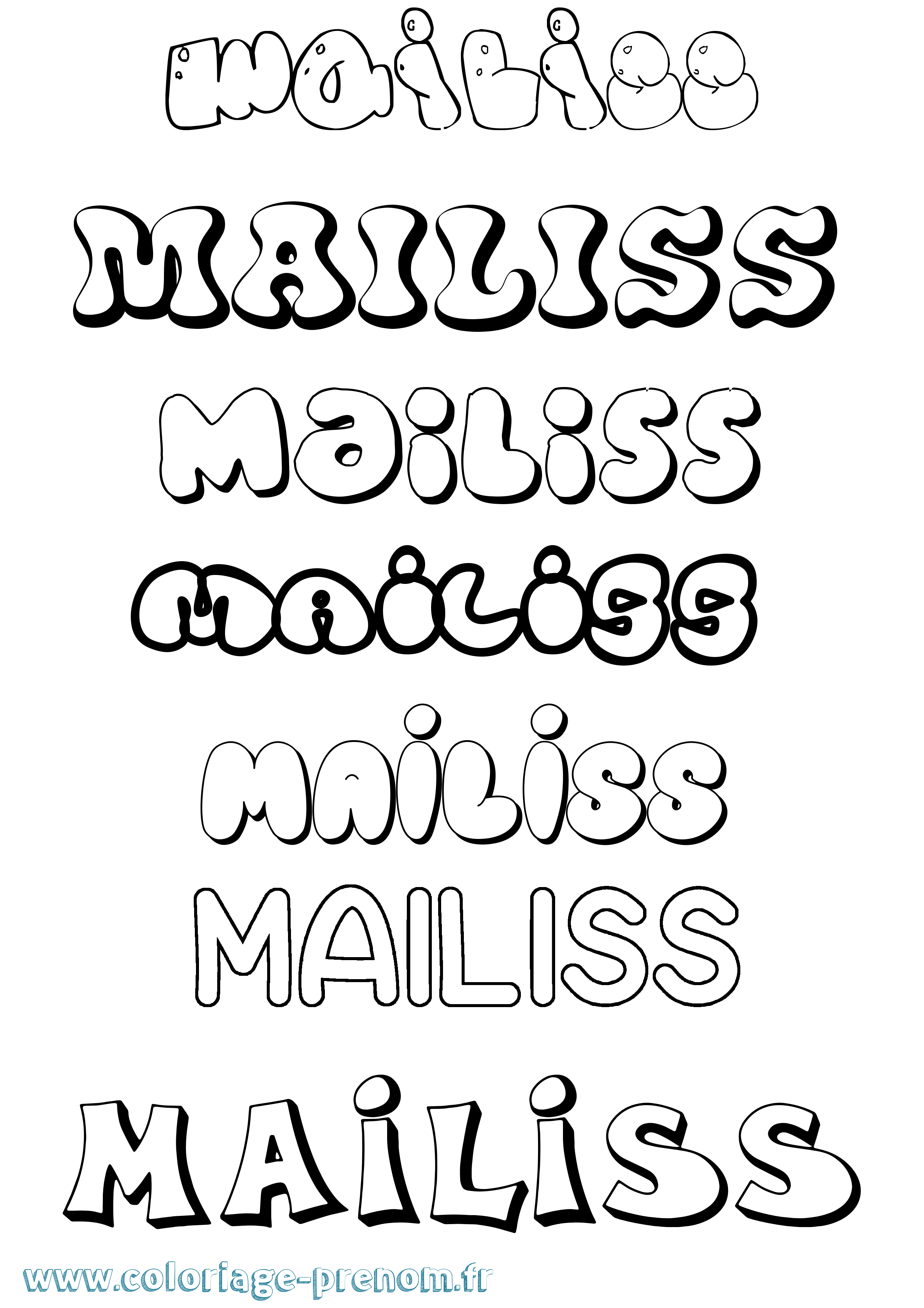 Coloriage Mailiss Bubble Coloriage prénom Mailiss Bubble