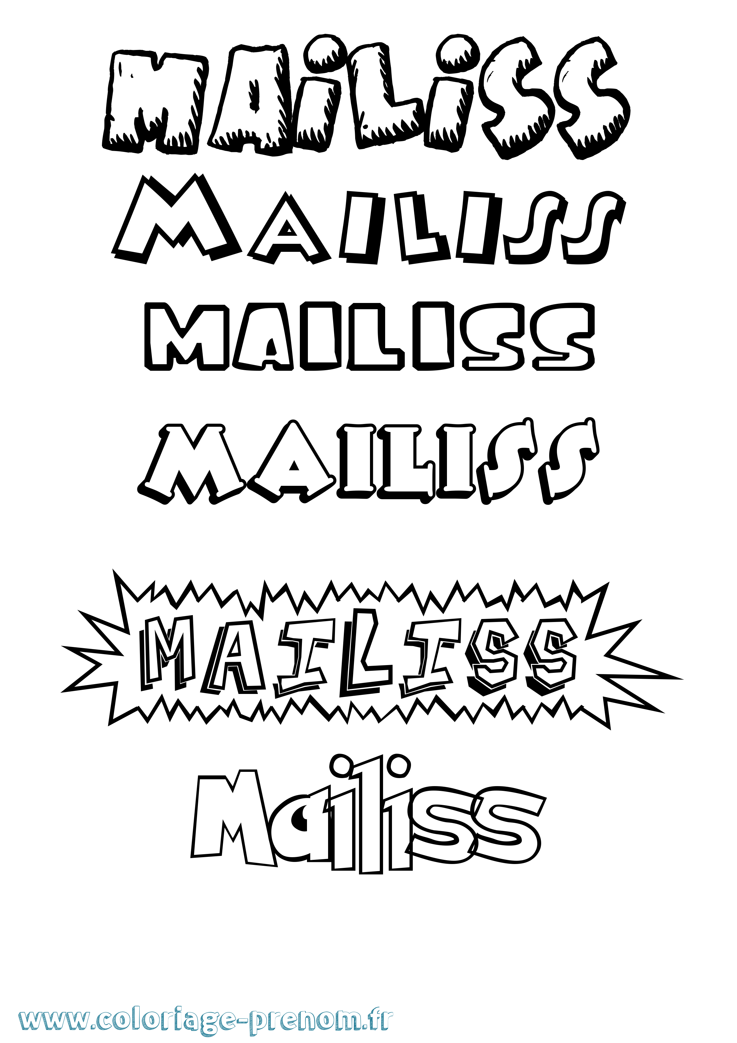 Coloriage Mailiss Dessin Animé Coloriage prénom Mailiss Dessin Animé