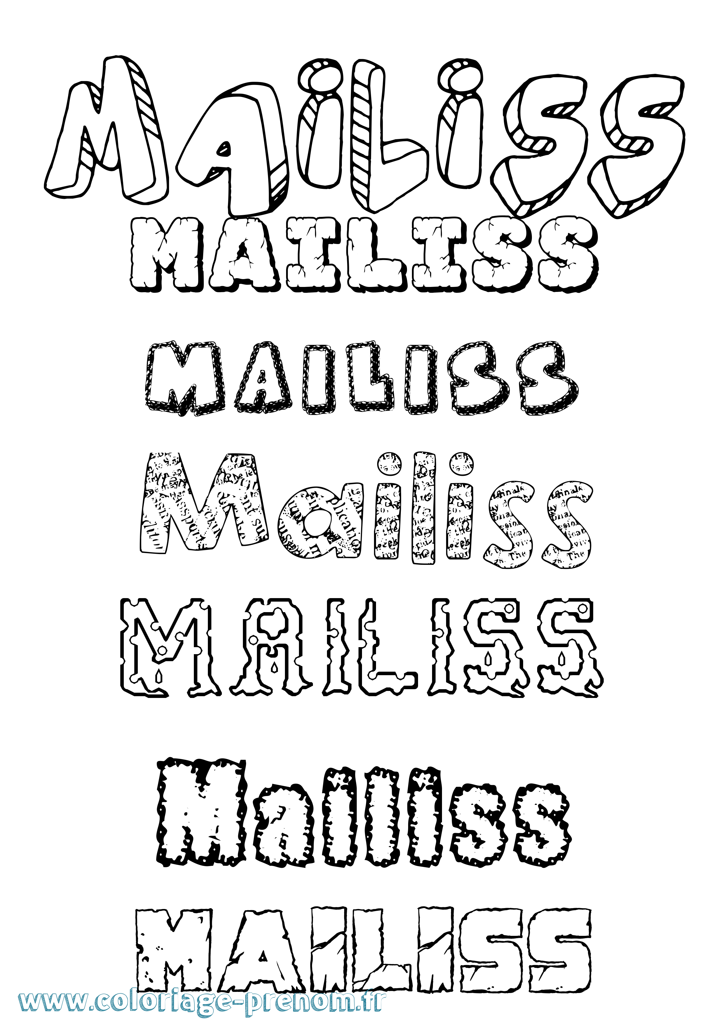 Coloriage Mailiss Destructuré Coloriage prénom Mailiss Destructuré