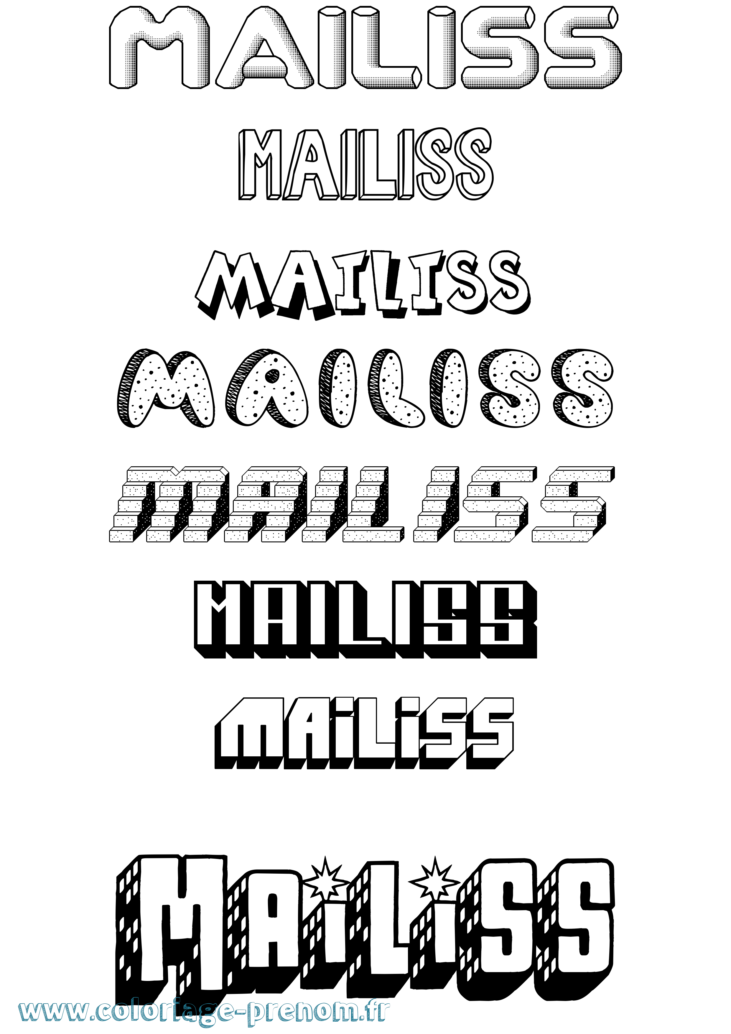 Coloriage Mailiss Effet 3D Coloriage prénom Mailiss Effet 3D
