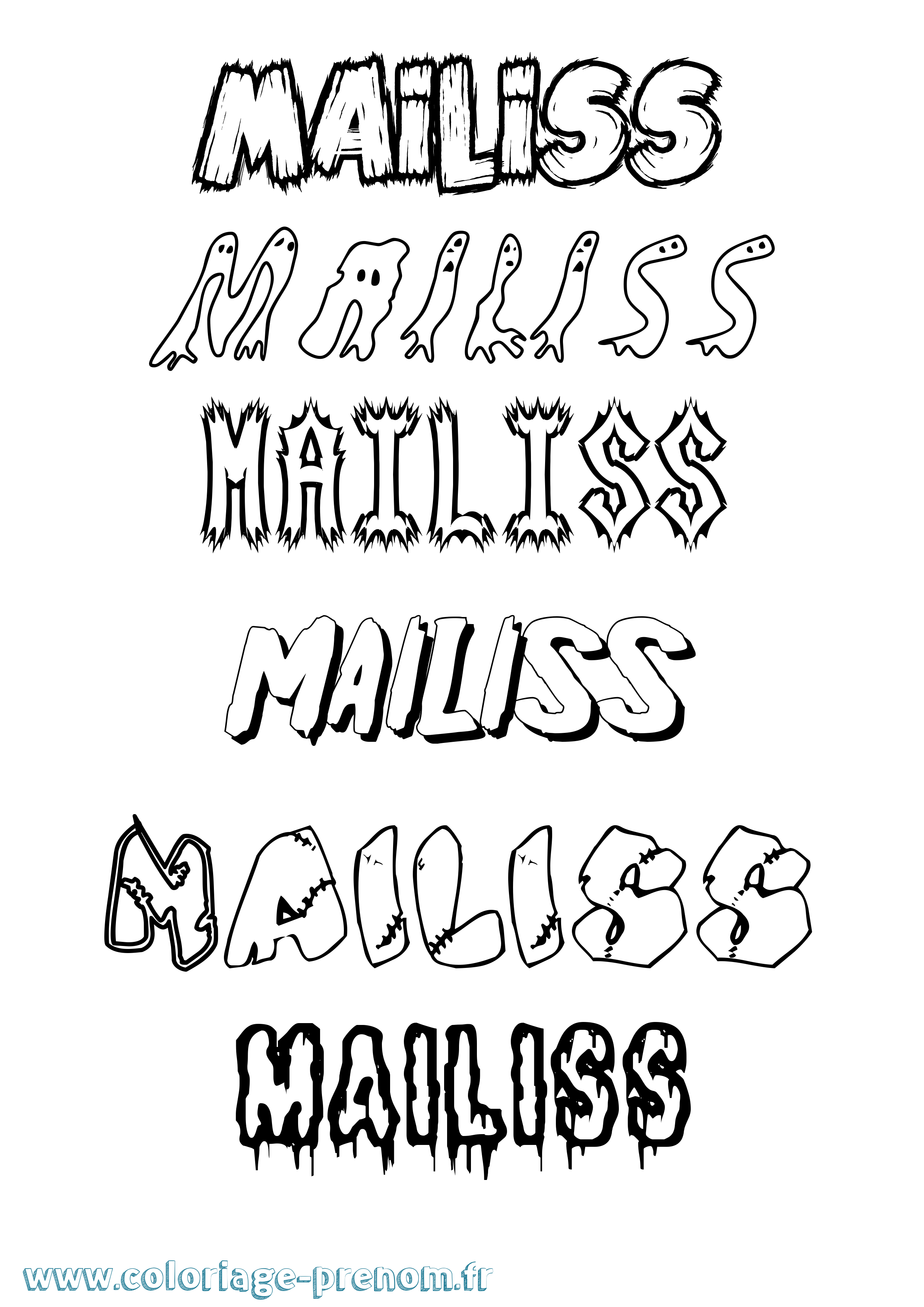 Coloriage Mailiss Frisson Coloriage prénom Mailiss Frisson
