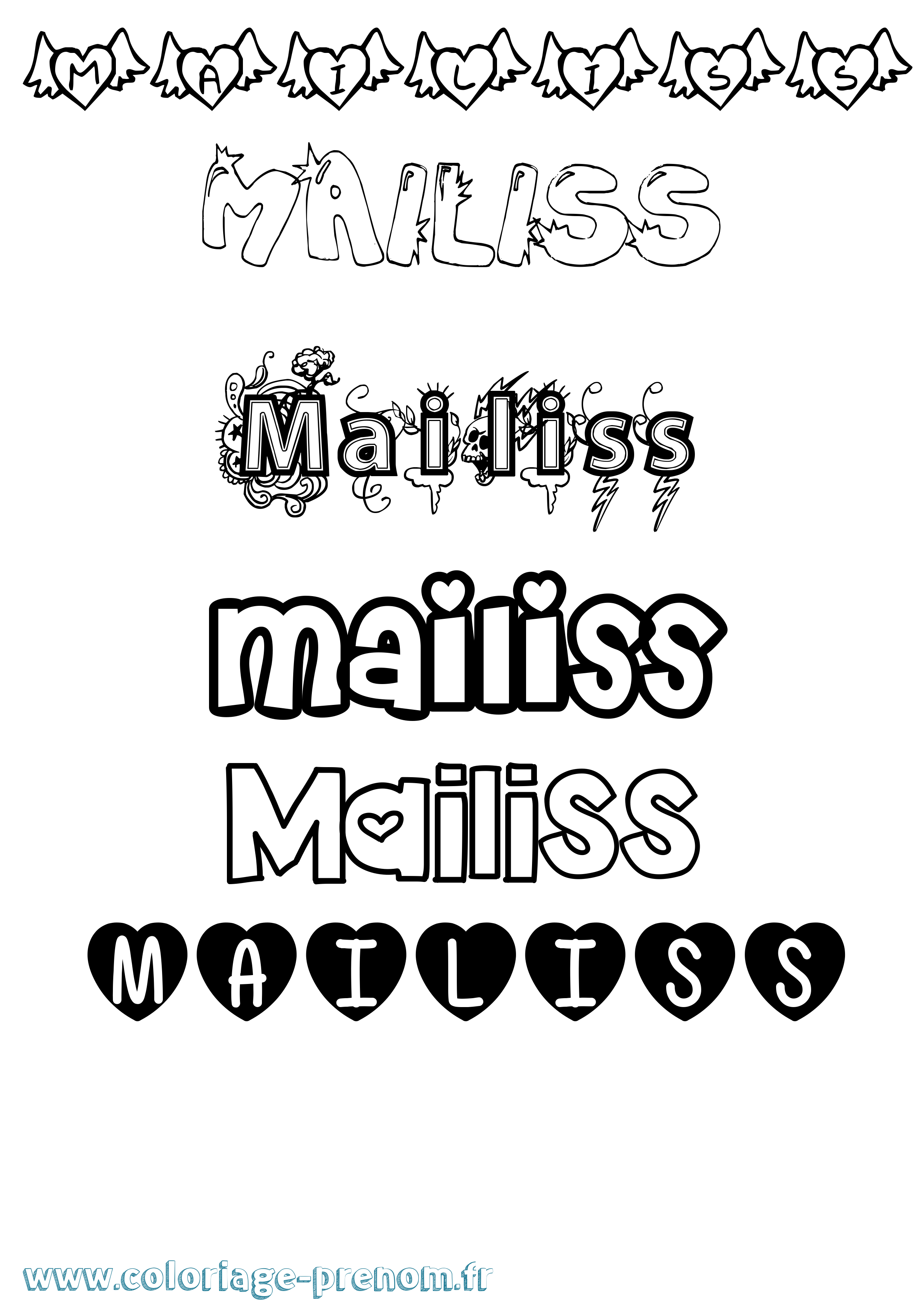 Coloriage Mailiss Girly Coloriage prénom Mailiss Girly