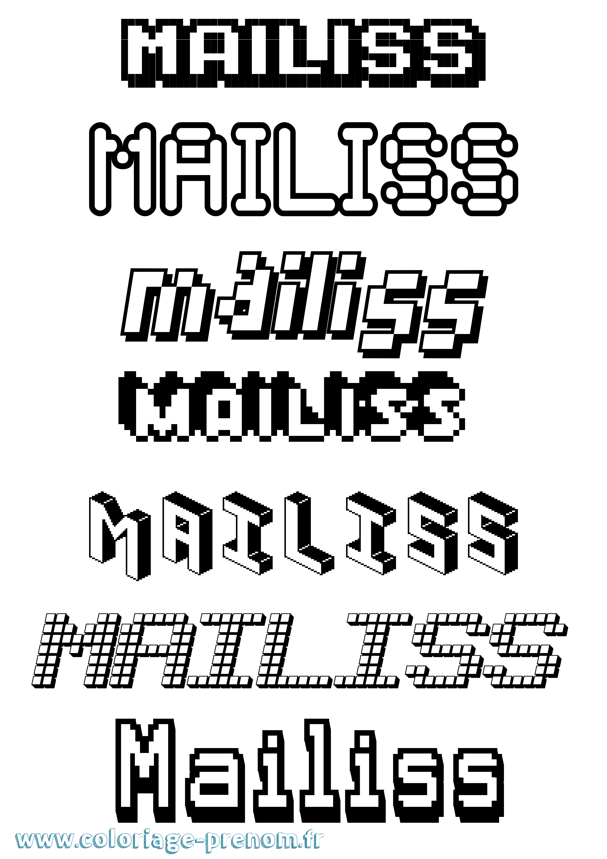 Coloriage Mailiss Pixel Coloriage prénom Mailiss Pixel