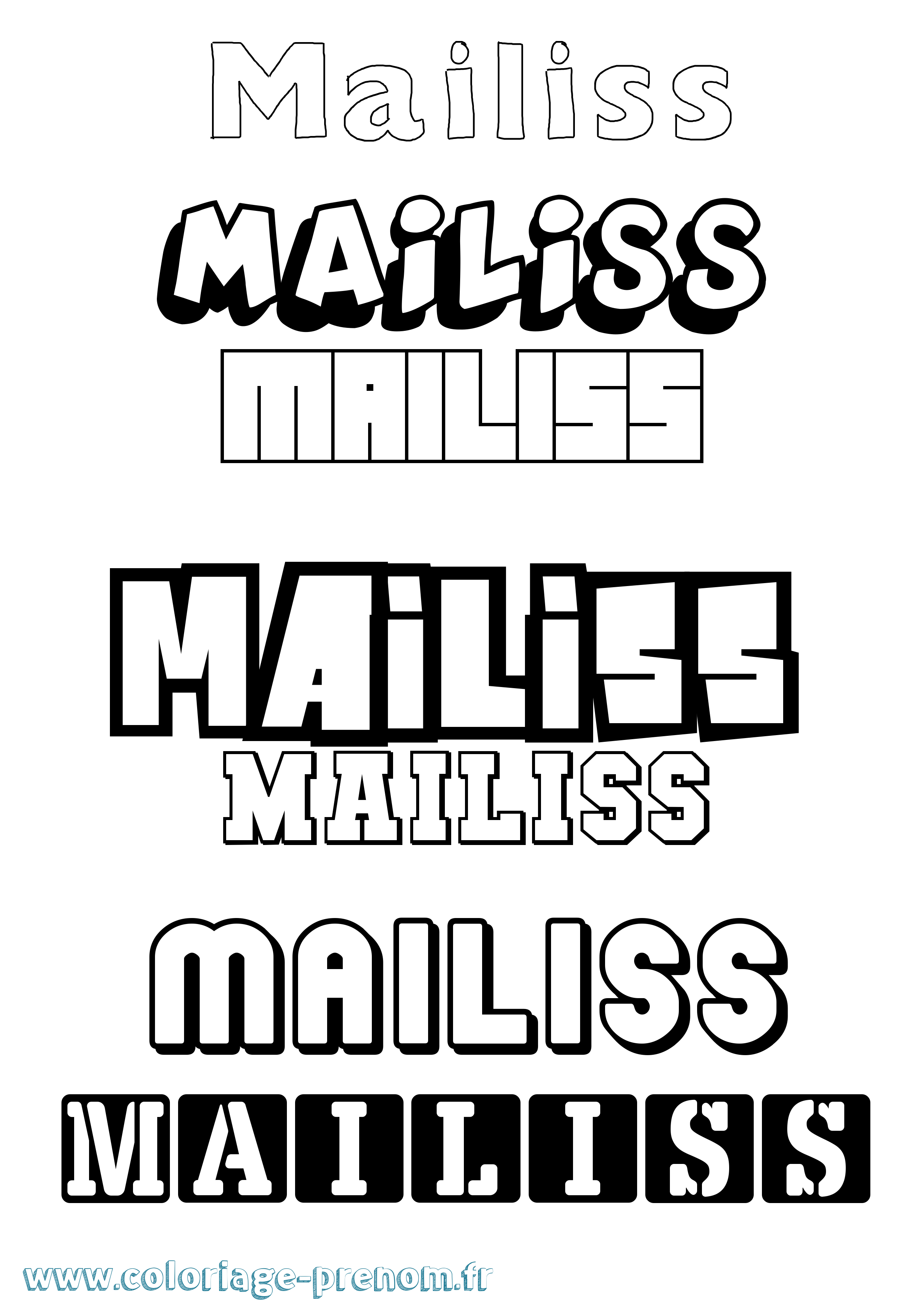 Coloriage Mailiss Simple Coloriage prénom Mailiss Simple