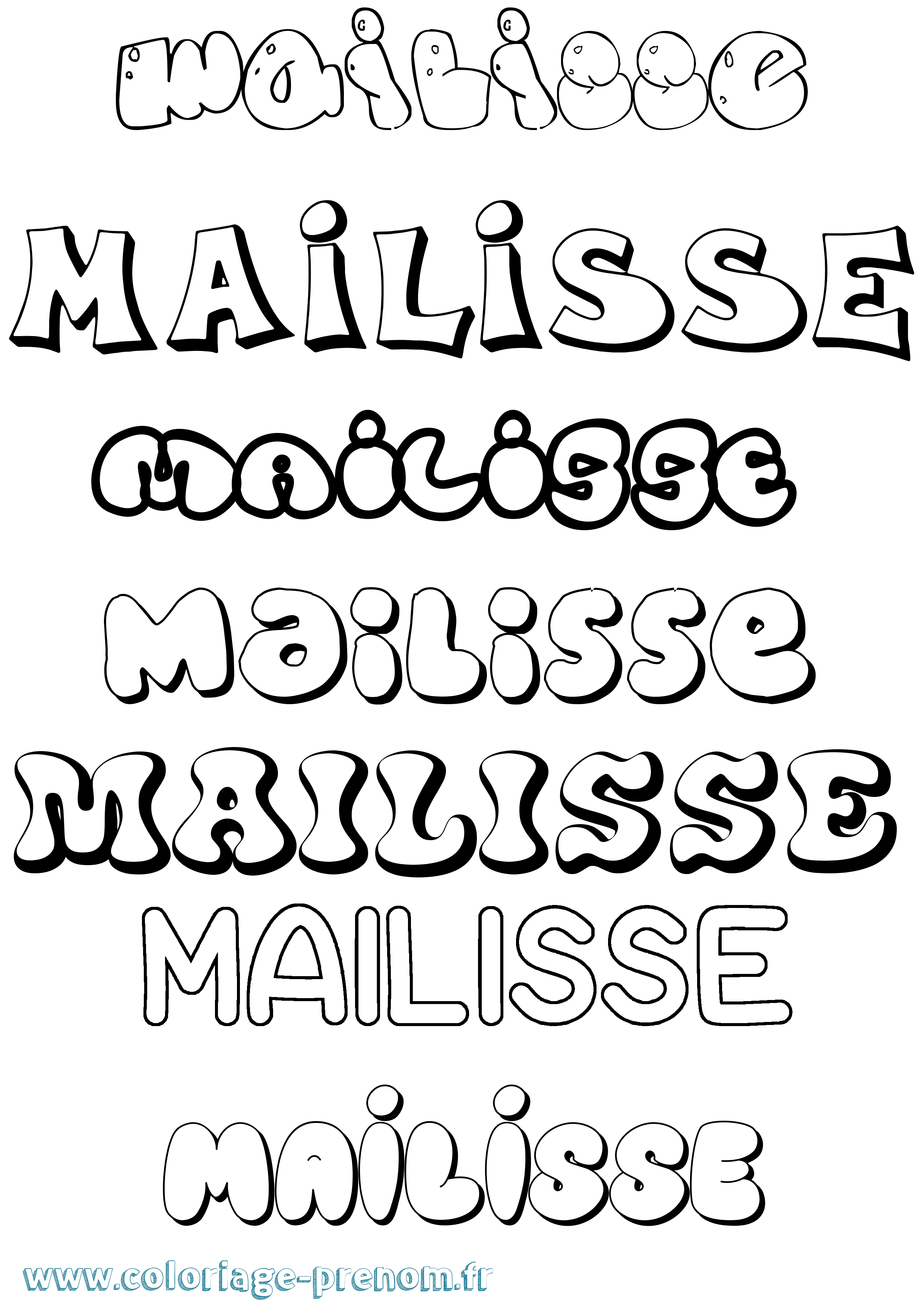 Coloriage Mailisse Bubble Coloriage prénom Mailisse Bubble