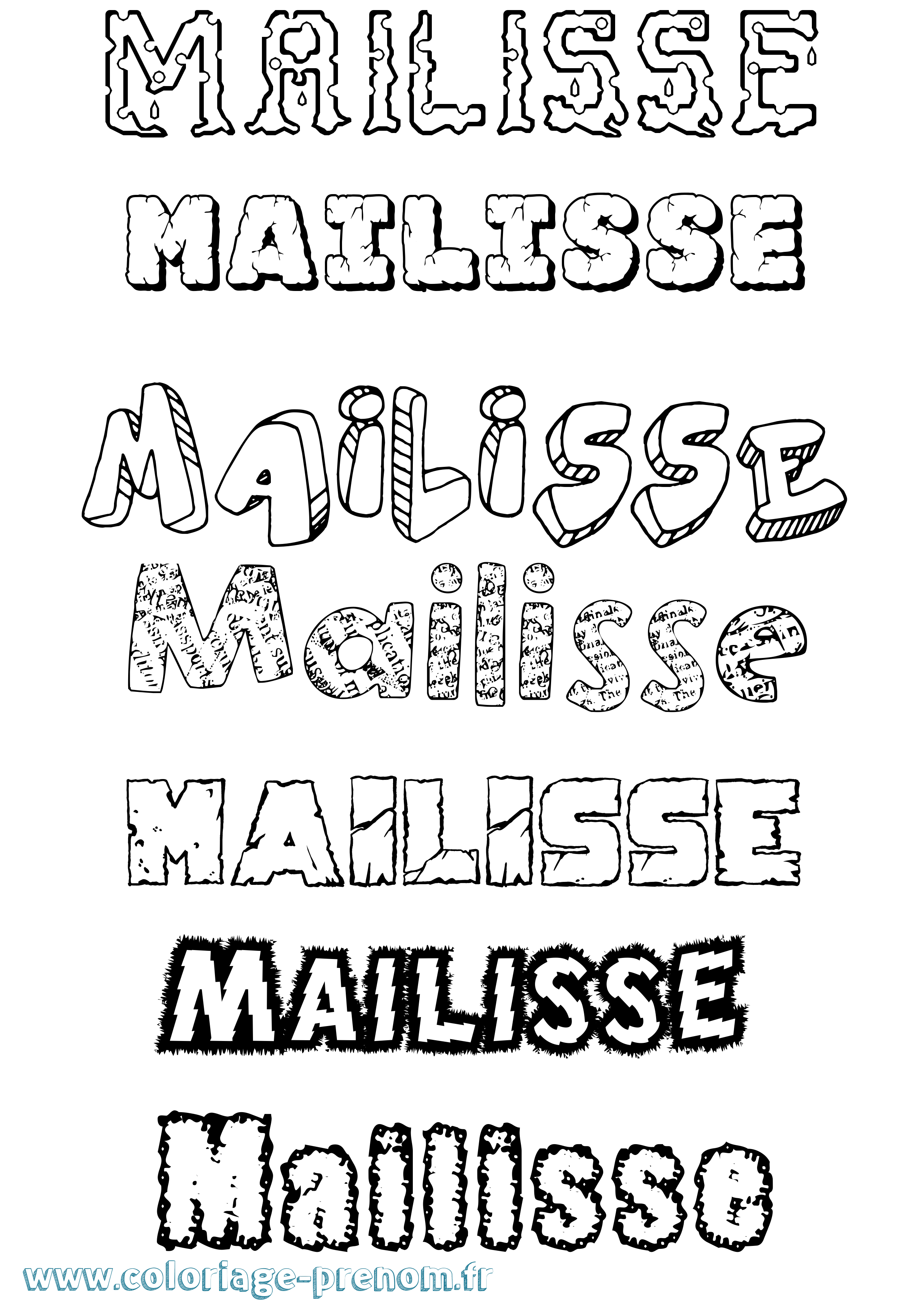 Coloriage Mailisse Destructuré Coloriage prénom Mailisse Destructuré