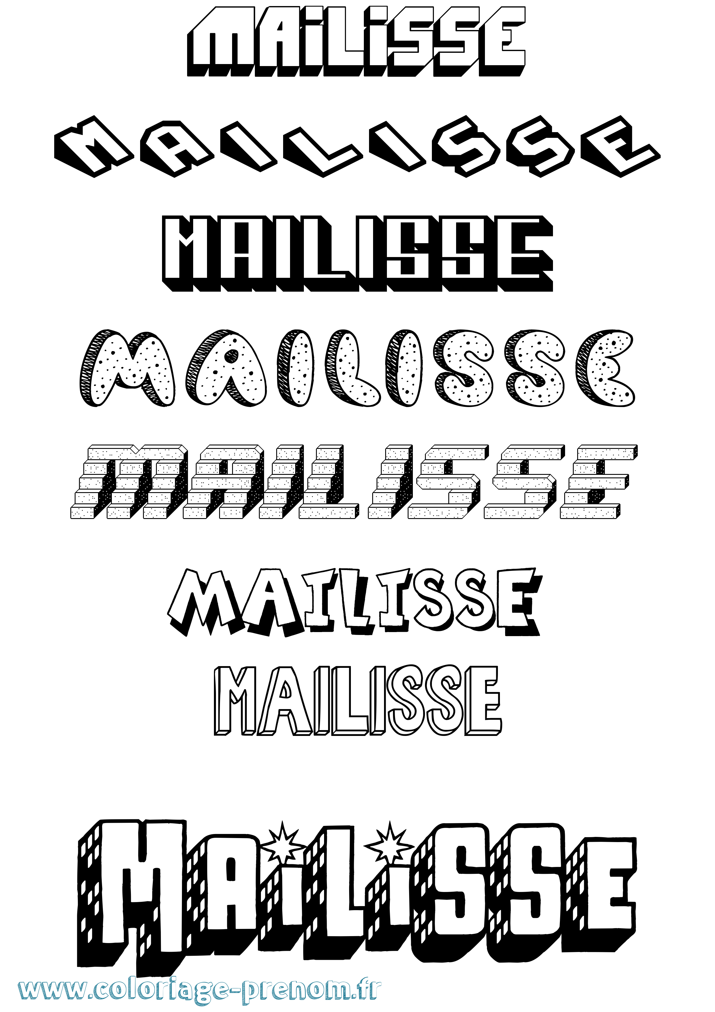 Coloriage Mailisse Effet 3D Coloriage prénom Mailisse Effet 3D