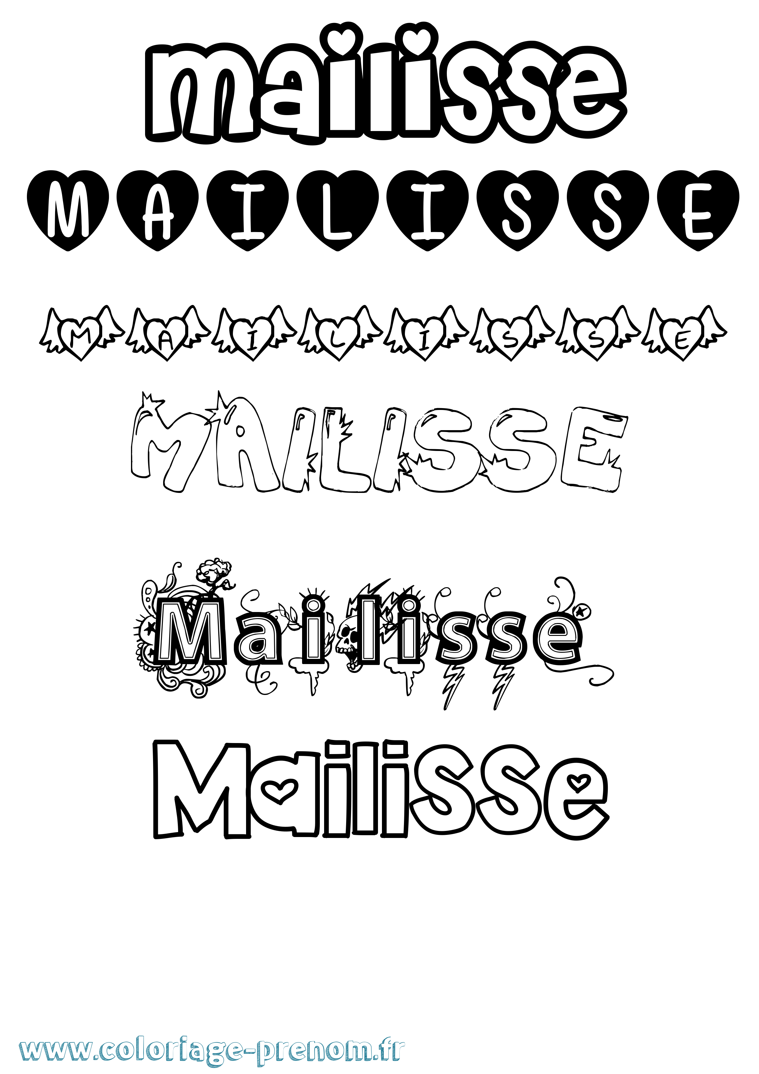 Coloriage Mailisse Girly Coloriage prénom Mailisse Girly