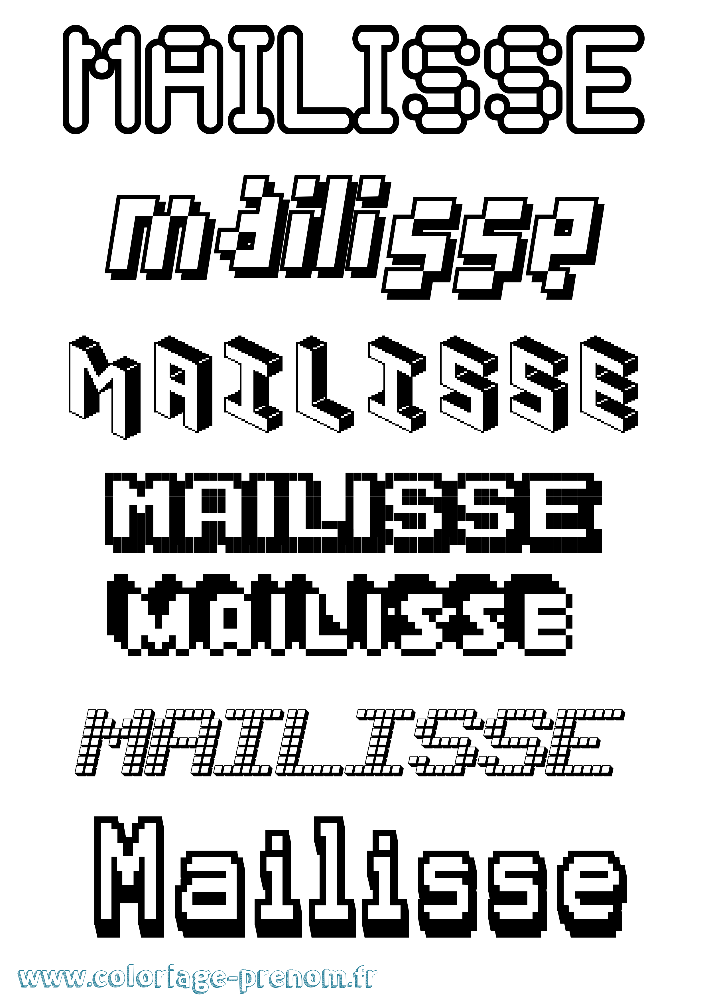Coloriage Mailisse Pixel Coloriage prénom Mailisse Pixel