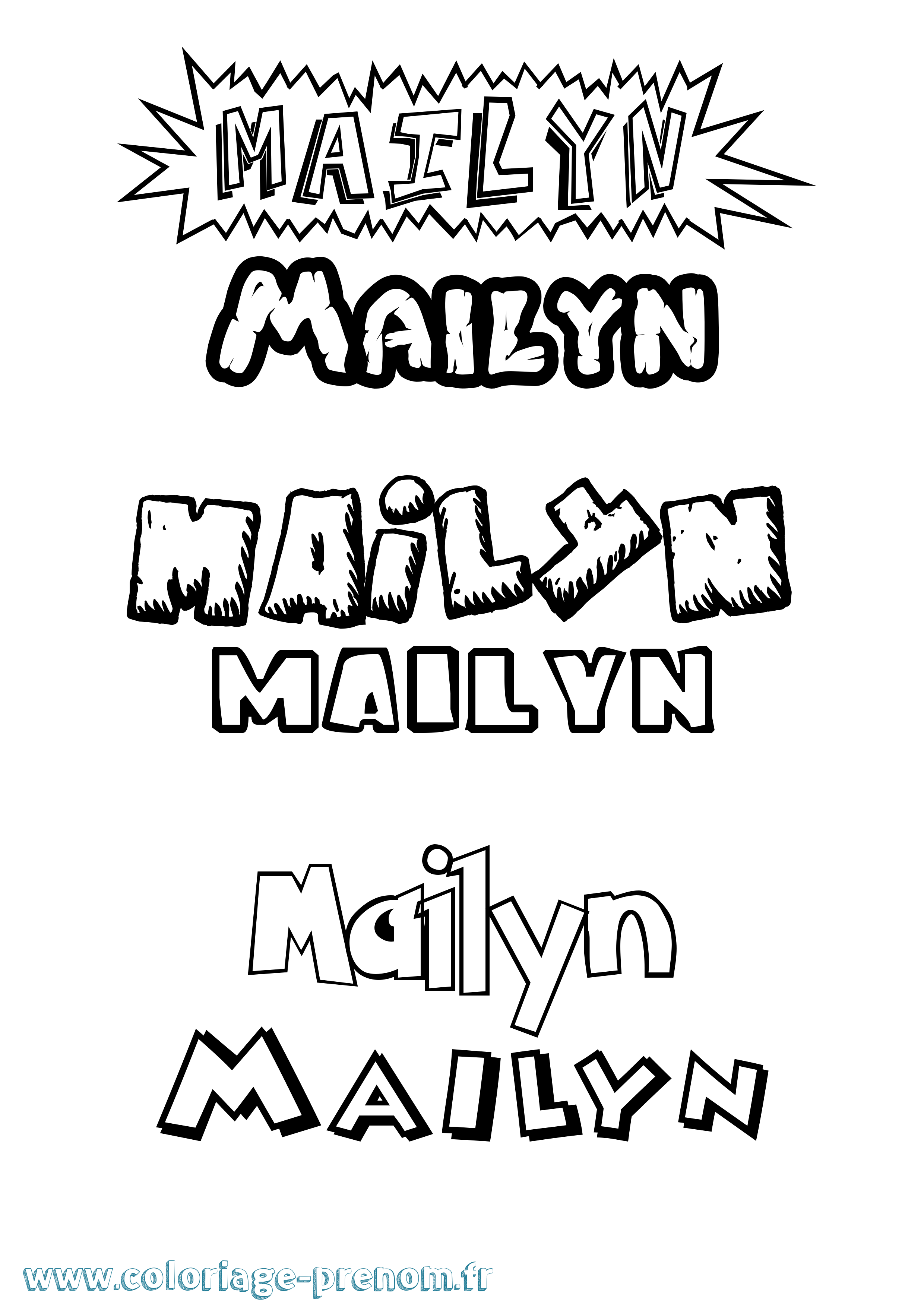 Coloriage Mailyn Dessin Animé Coloriage prénom Mailyn Dessin Animé