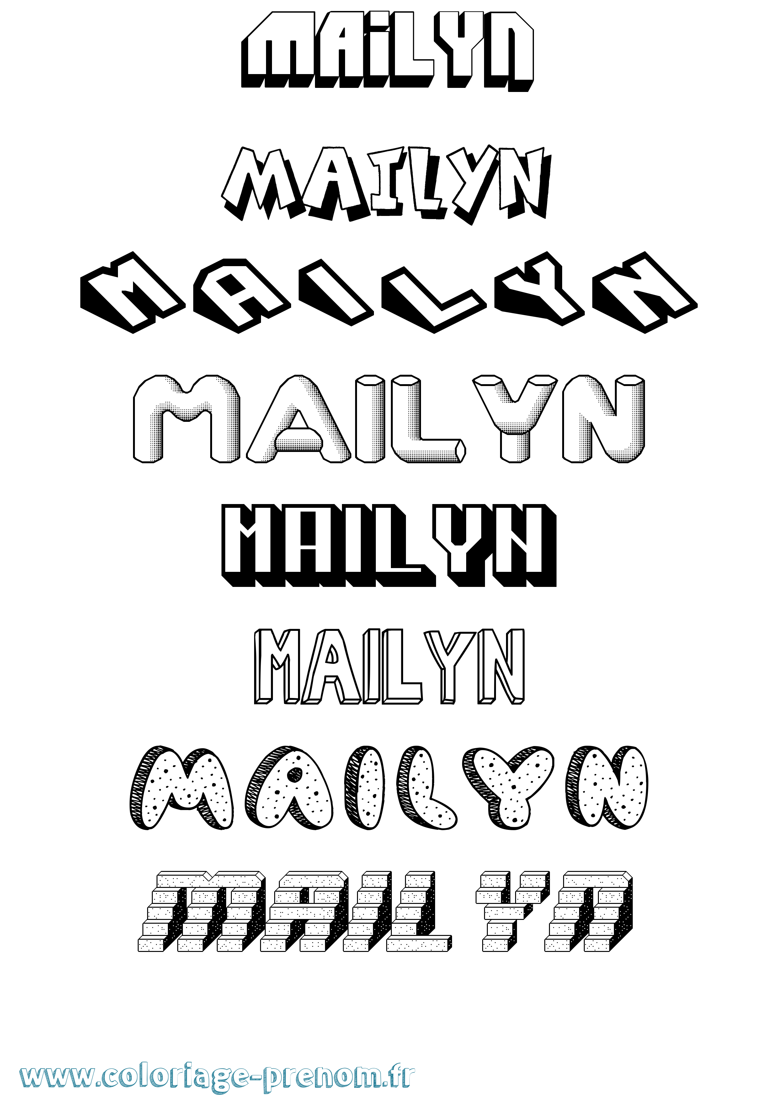 Coloriage Mailyn Effet 3D Coloriage prénom Mailyn Effet 3D