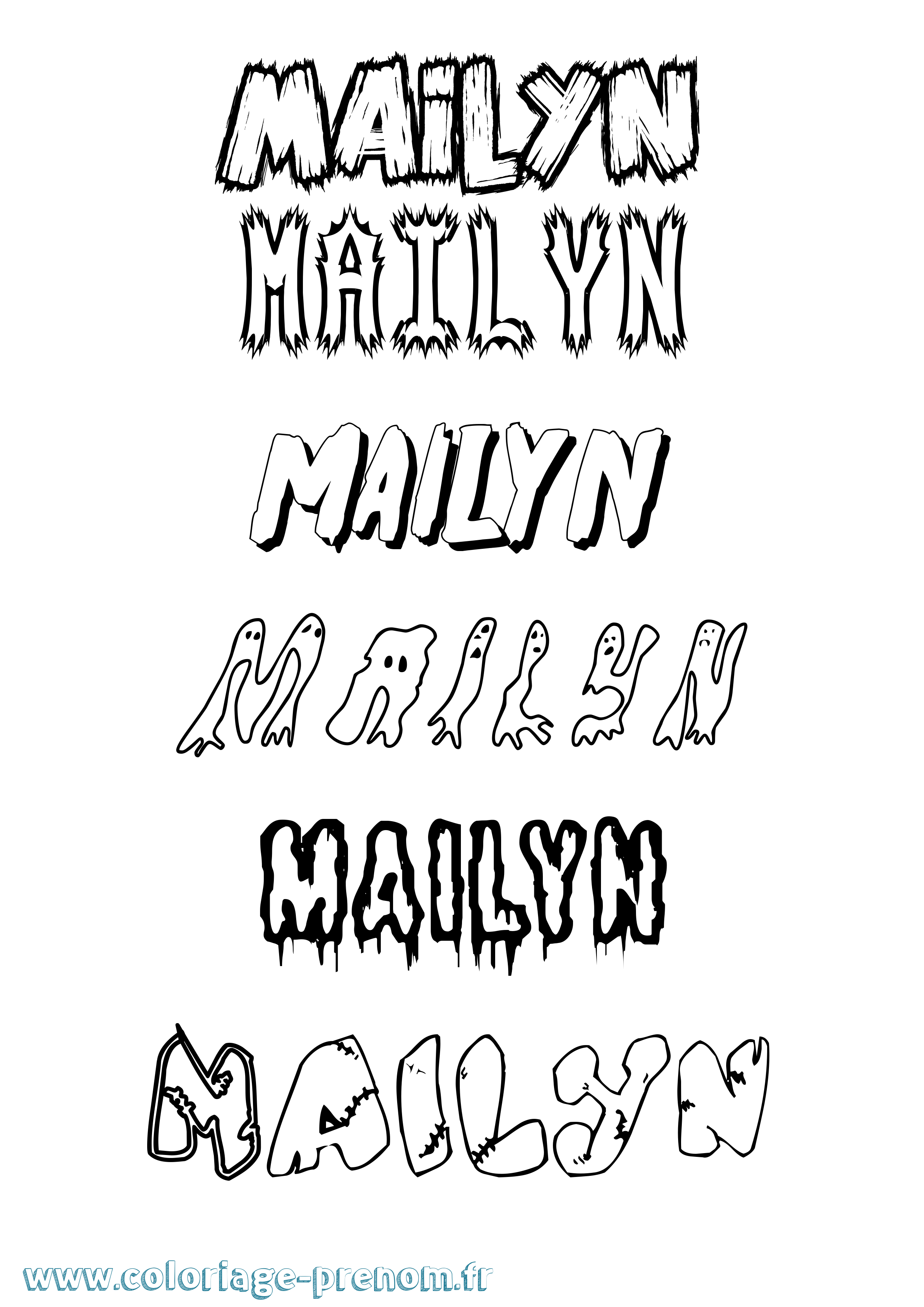 Coloriage Mailyn Frisson Coloriage prénom Mailyn Frisson