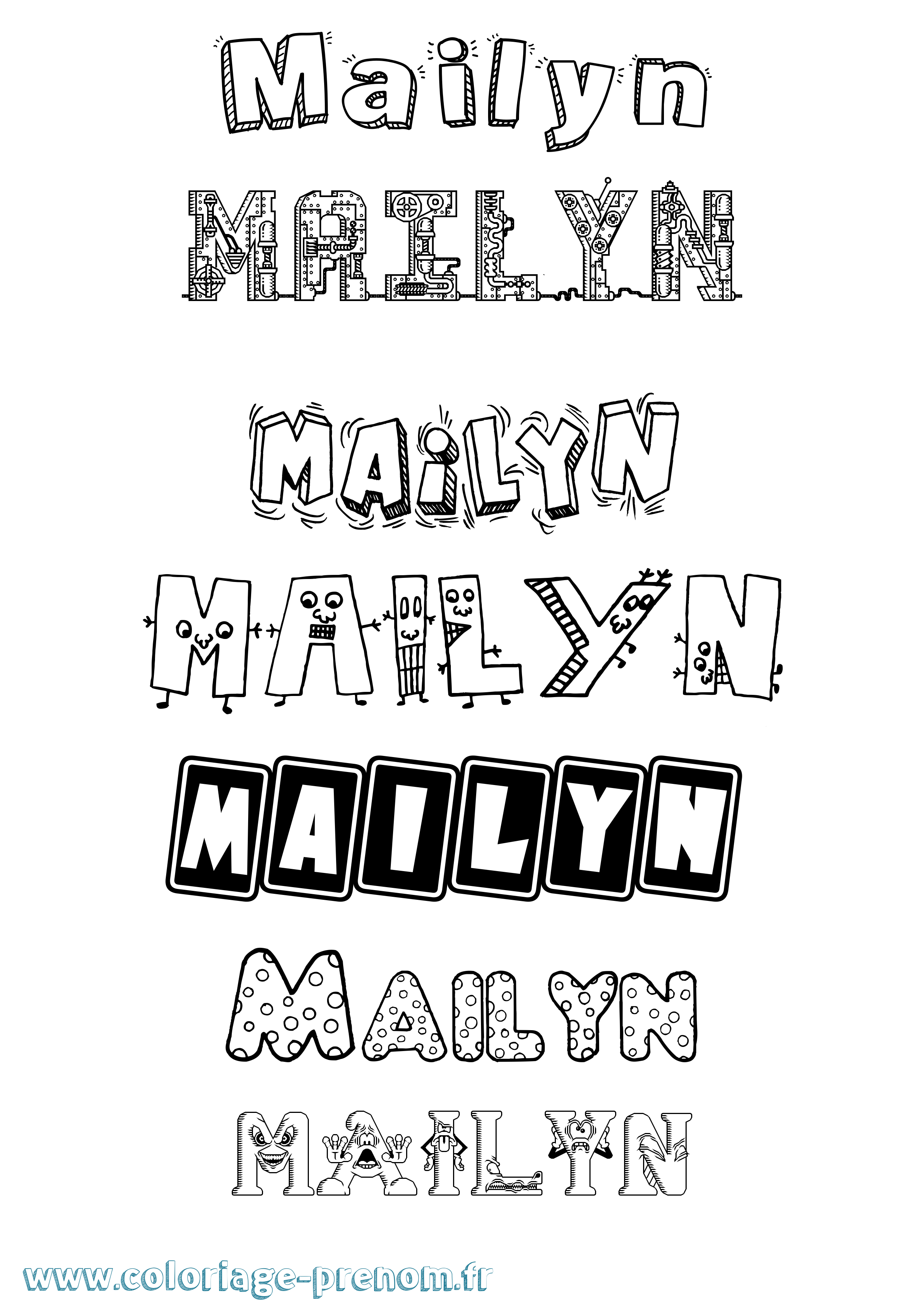 Coloriage Mailyn Fun Coloriage prénom Mailyn Fun