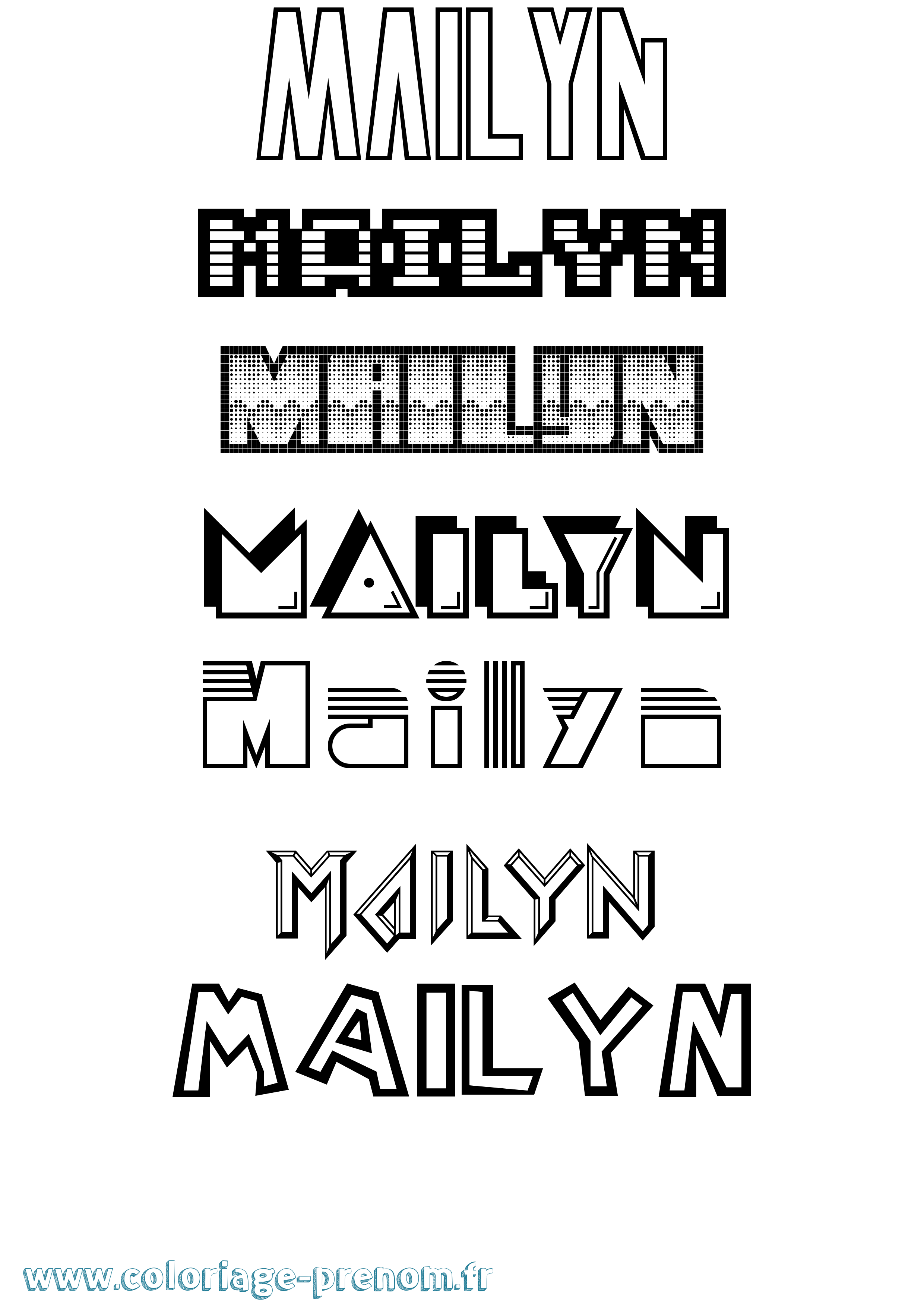 Coloriage Mailyn Jeux Vidéos Coloriage prénom Mailyn Jeux Vidéos