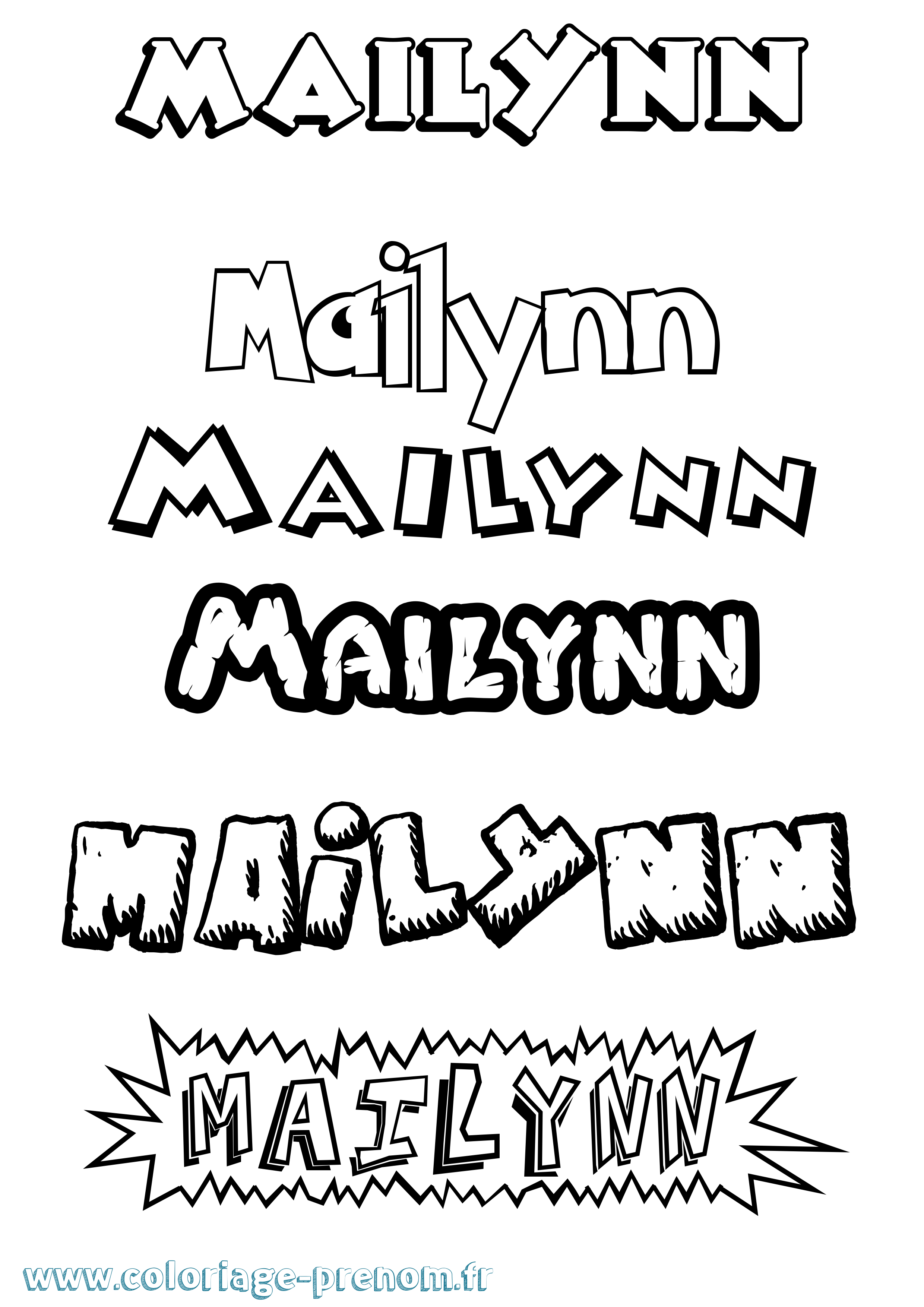 Coloriage Mailynn Dessin Animé Coloriage prénom Mailynn Dessin Animé