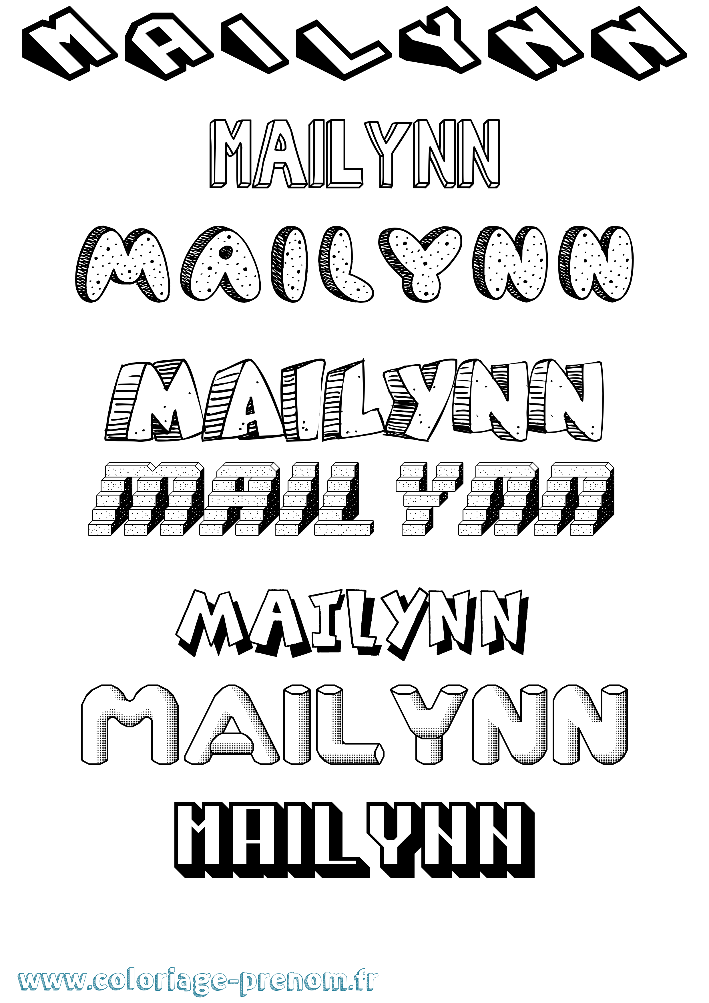 Coloriage Mailynn Effet 3D Coloriage prénom Mailynn Effet 3D