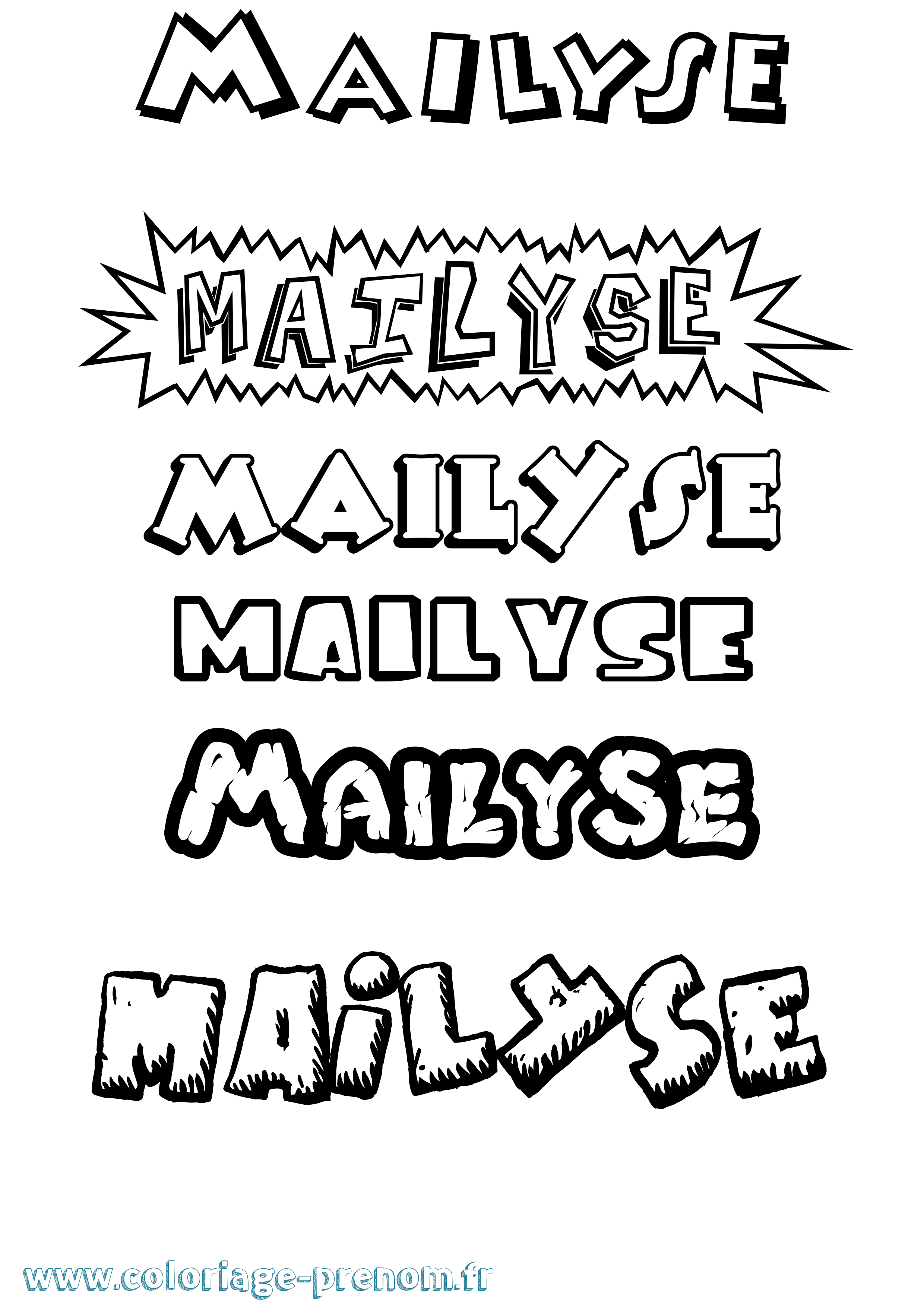 Coloriage Mailyse Dessin Animé Coloriage prénom Mailyse Dessin Animé
