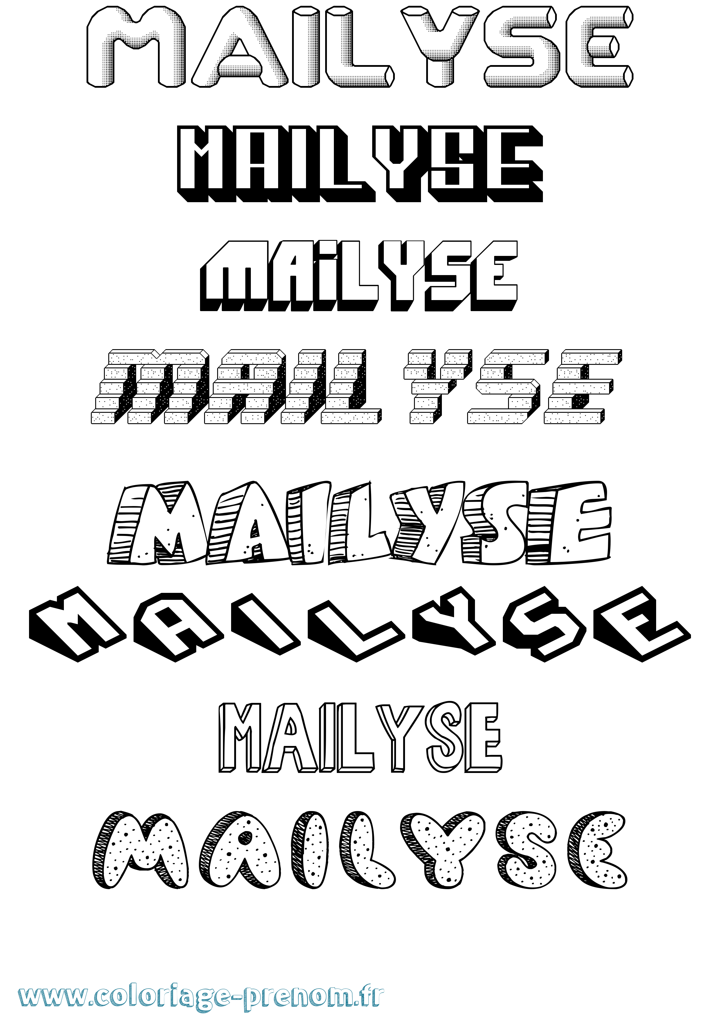 Coloriage Mailyse Effet 3D Coloriage prénom Mailyse Effet 3D