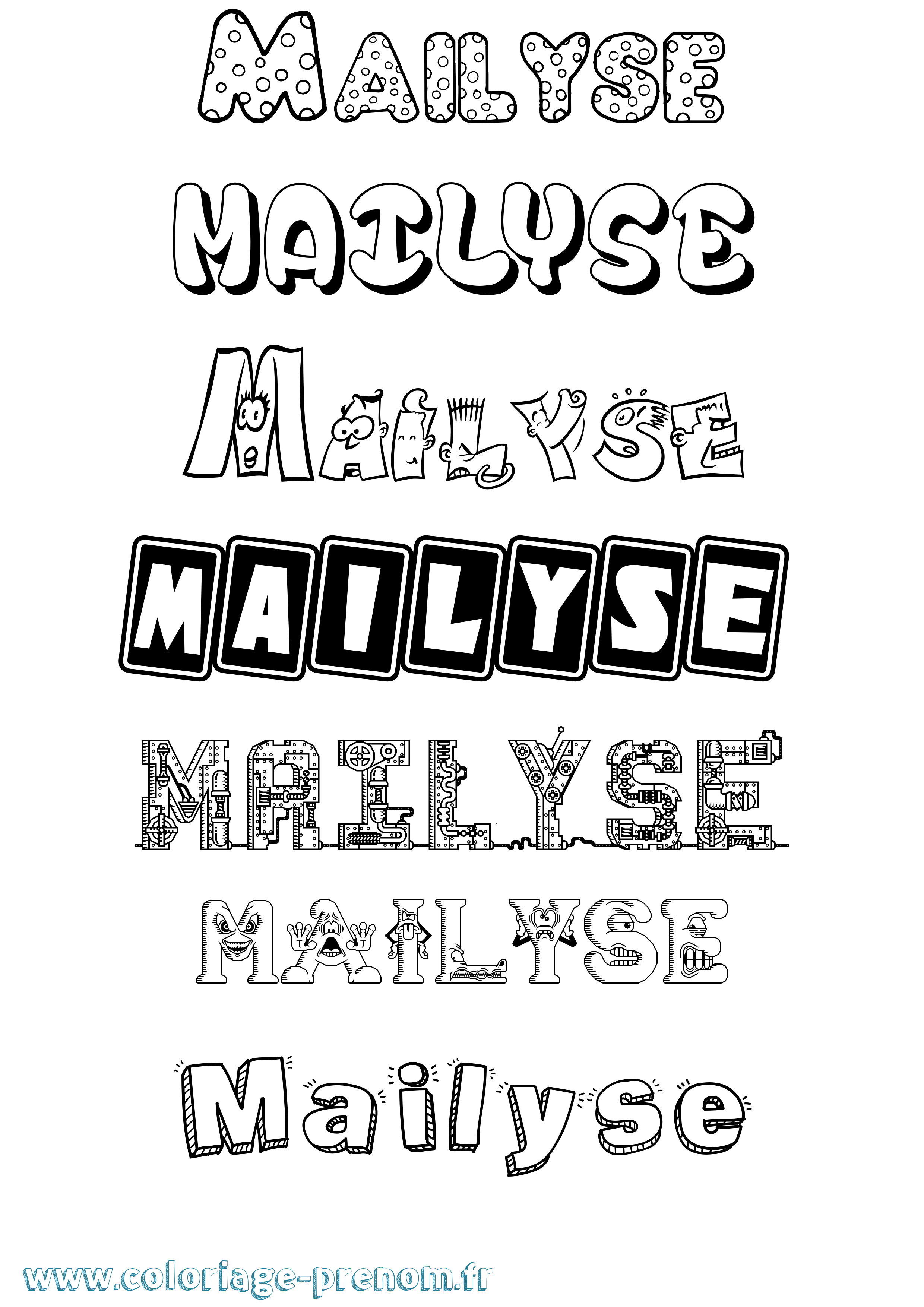 Coloriage Mailyse Fun Coloriage prénom Mailyse Fun