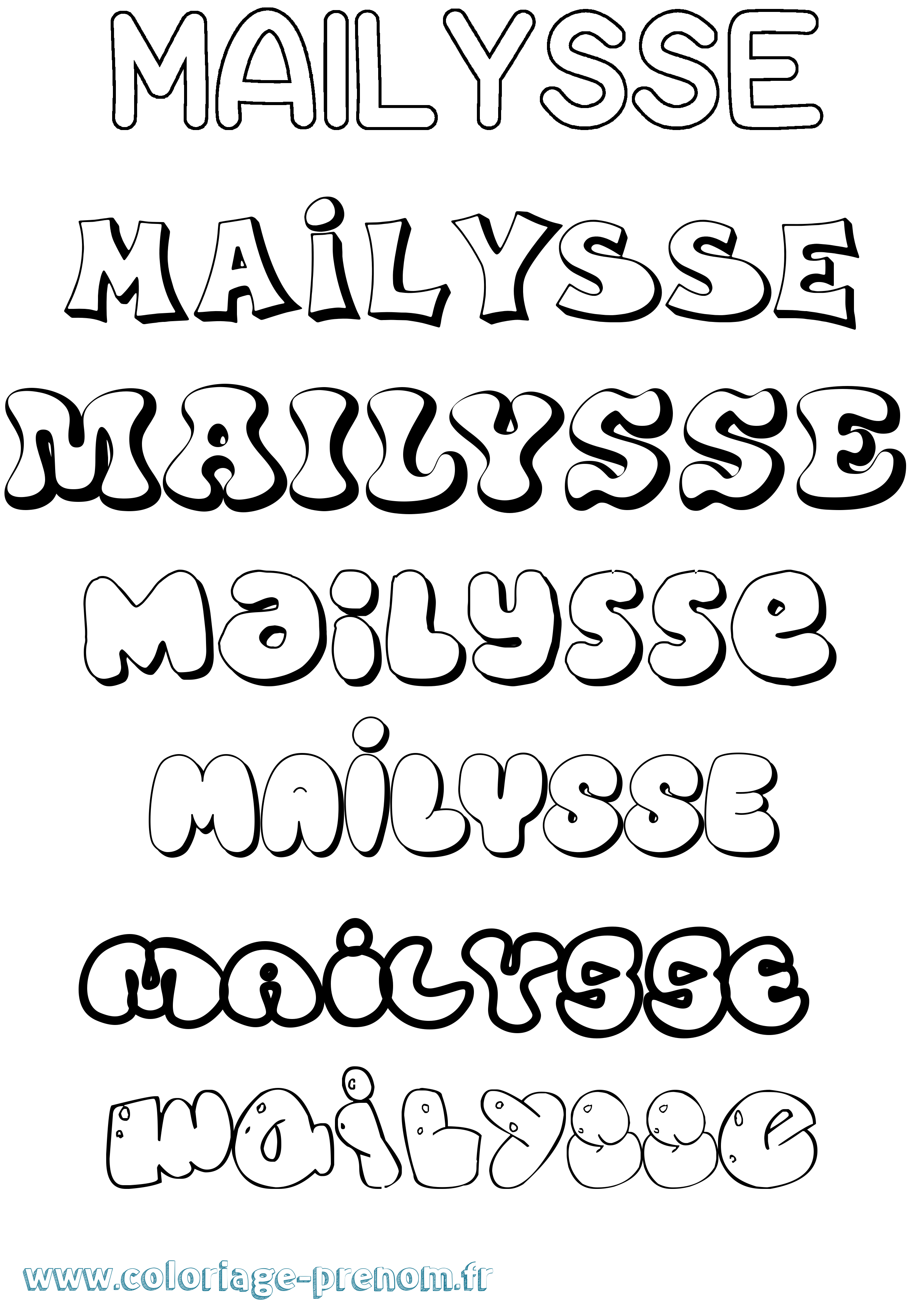 Coloriage Mailysse Bubble Coloriage prénom Mailysse Bubble