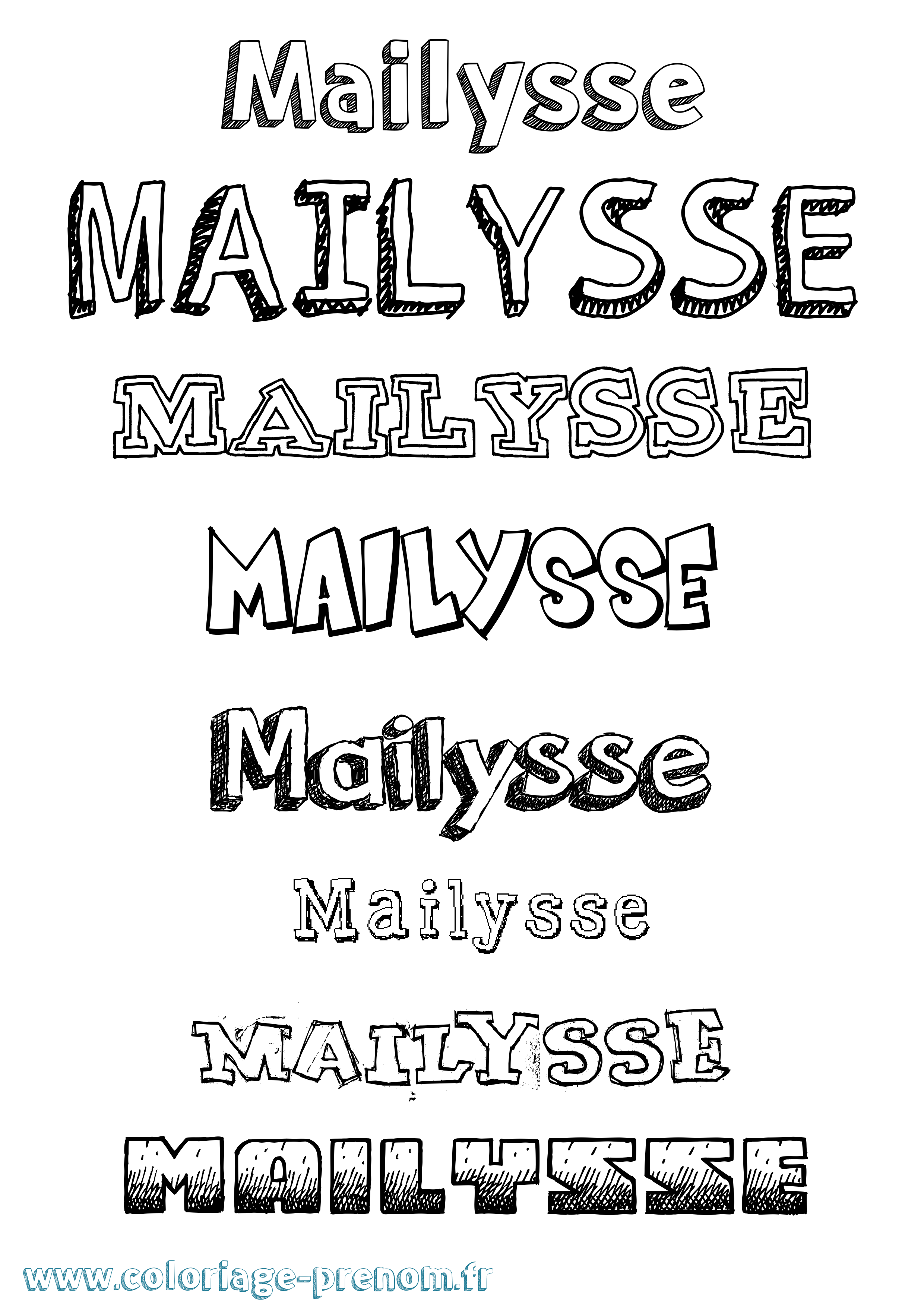 Coloriage Mailysse Dessiné Coloriage prénom Mailysse Dessiné