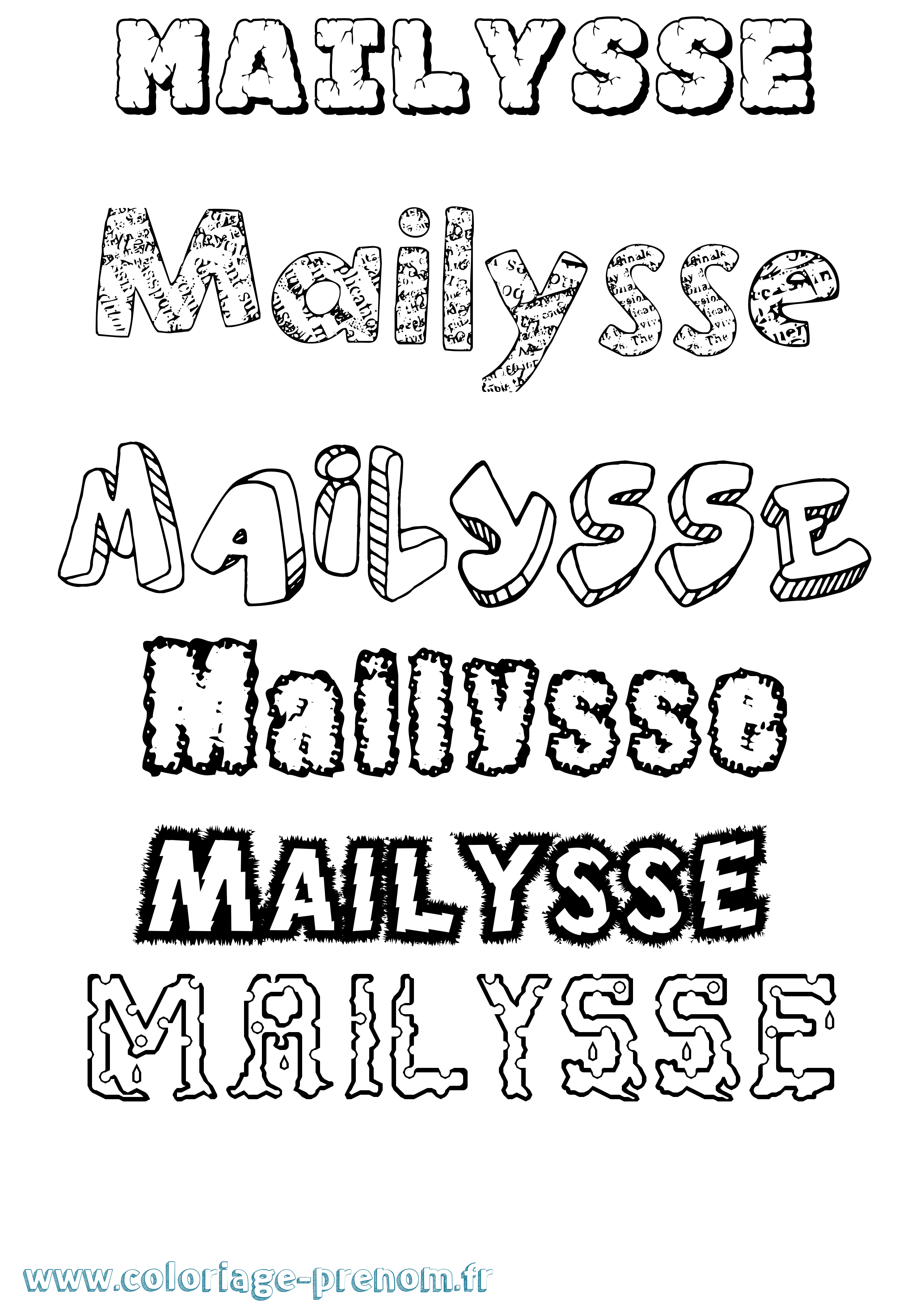 Coloriage Mailysse Destructuré Coloriage prénom Mailysse Destructuré