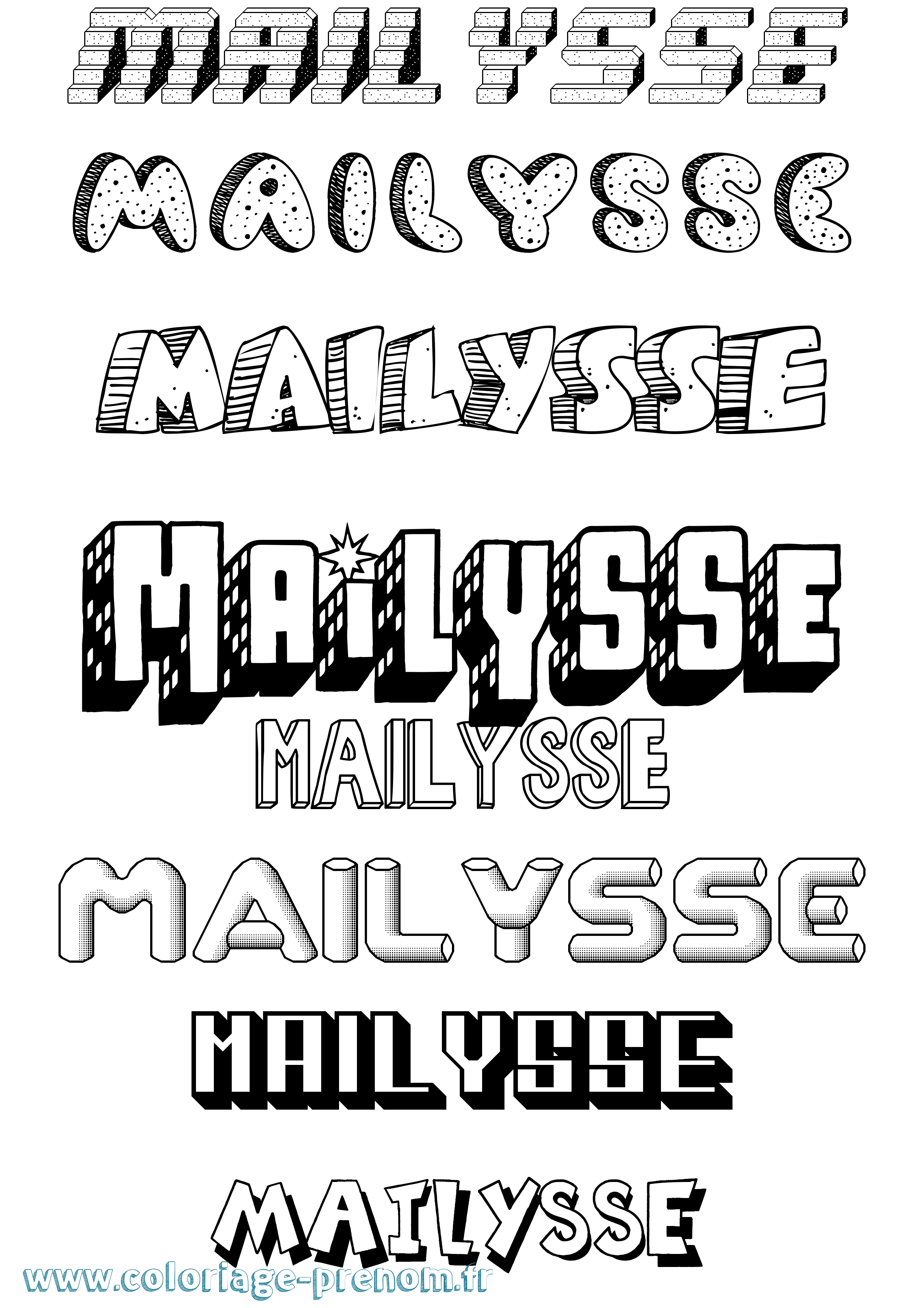 Coloriage Mailysse Effet 3D Coloriage prénom Mailysse Effet 3D