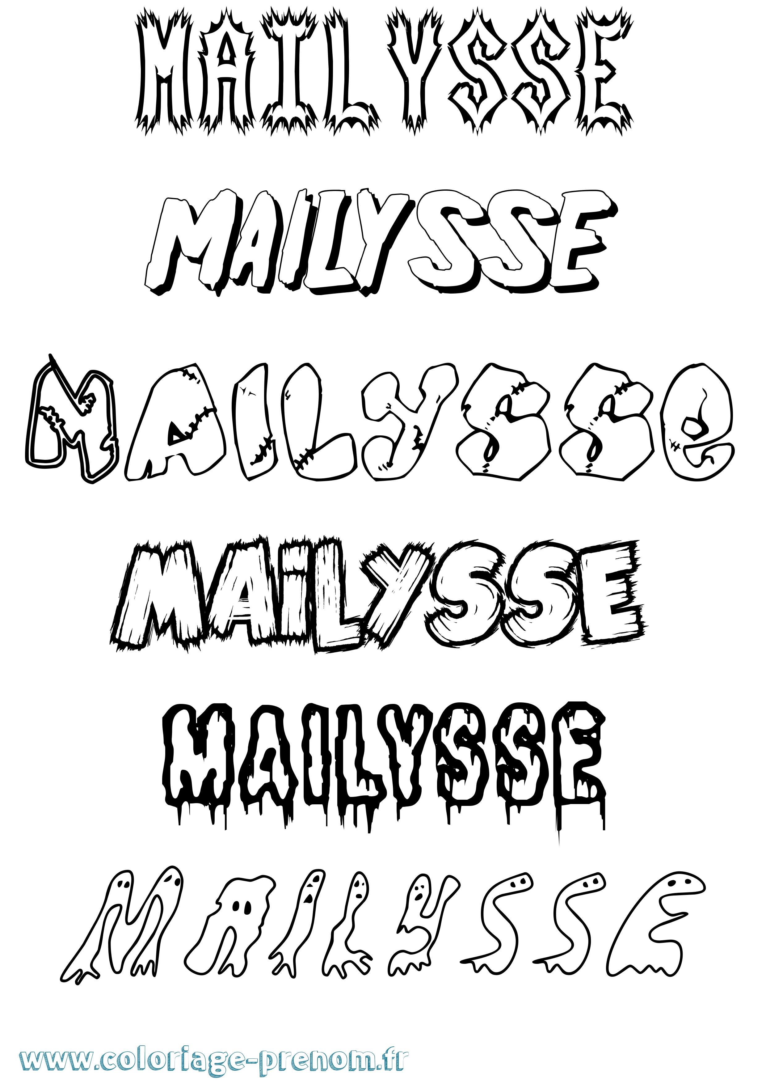 Coloriage Mailysse Frisson Coloriage prénom Mailysse Frisson