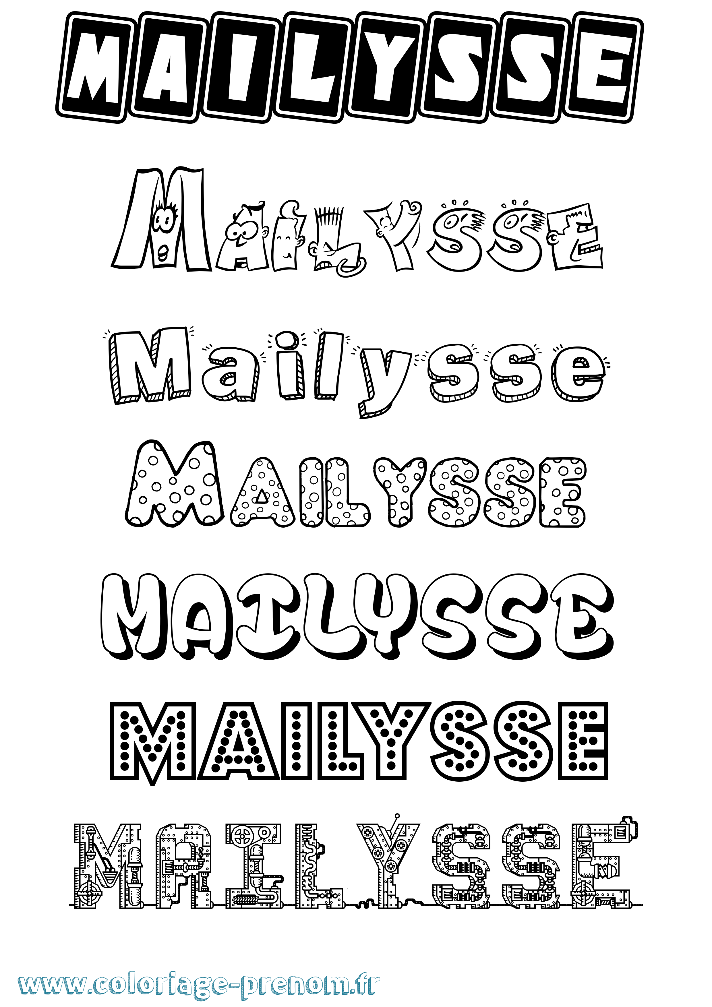 Coloriage Mailysse Fun Coloriage prénom Mailysse Fun