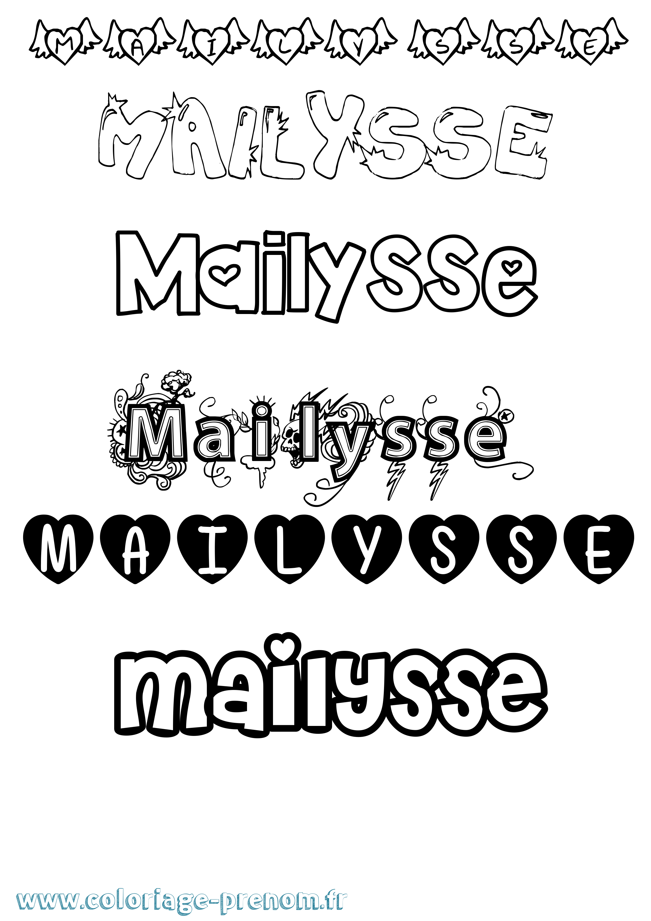 Coloriage Mailysse Girly Coloriage prénom Mailysse Girly