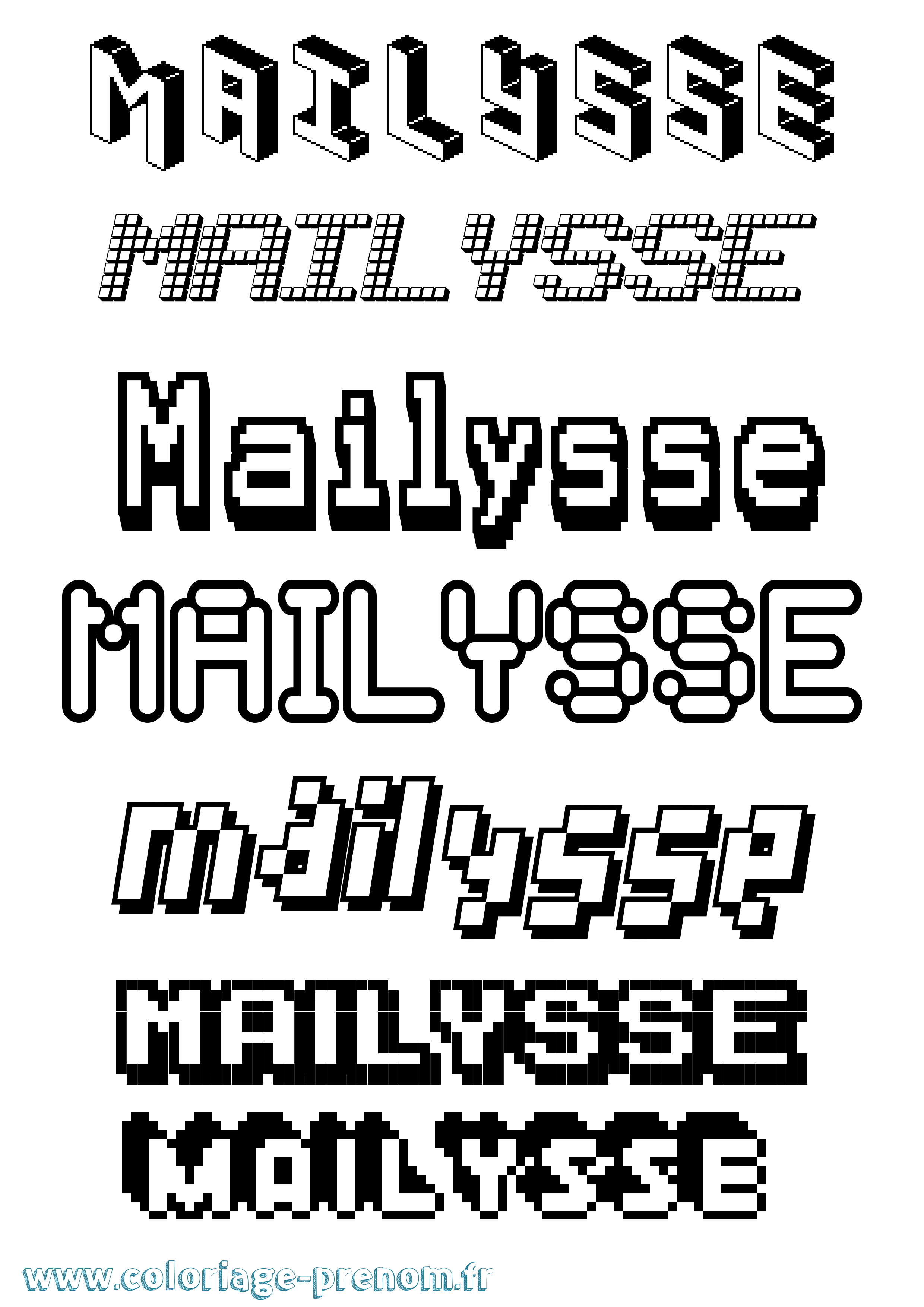 Coloriage Mailysse Pixel Coloriage prénom Mailysse Pixel