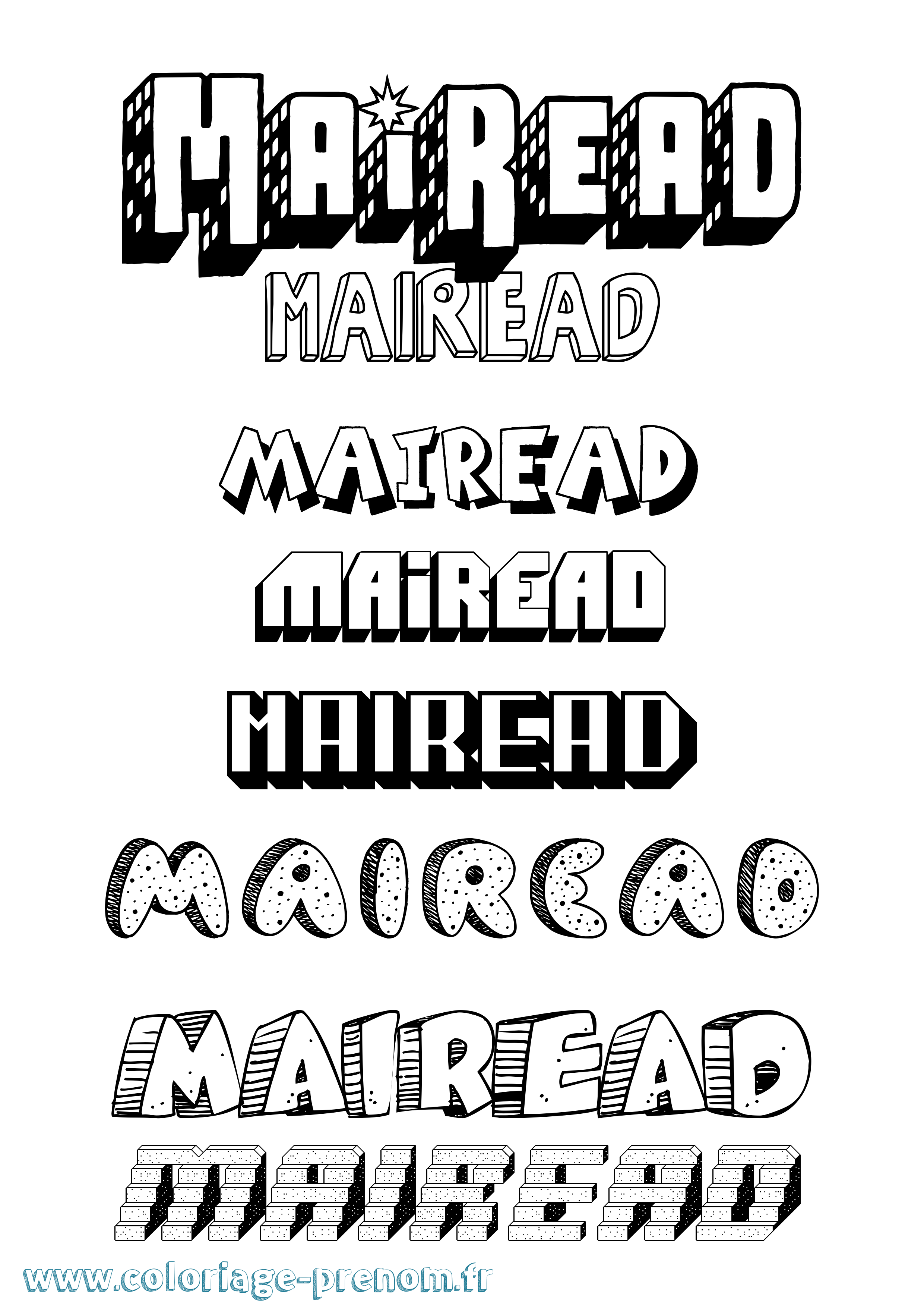 Coloriage Mairead Effet 3D Coloriage prénom Mairead Effet 3D