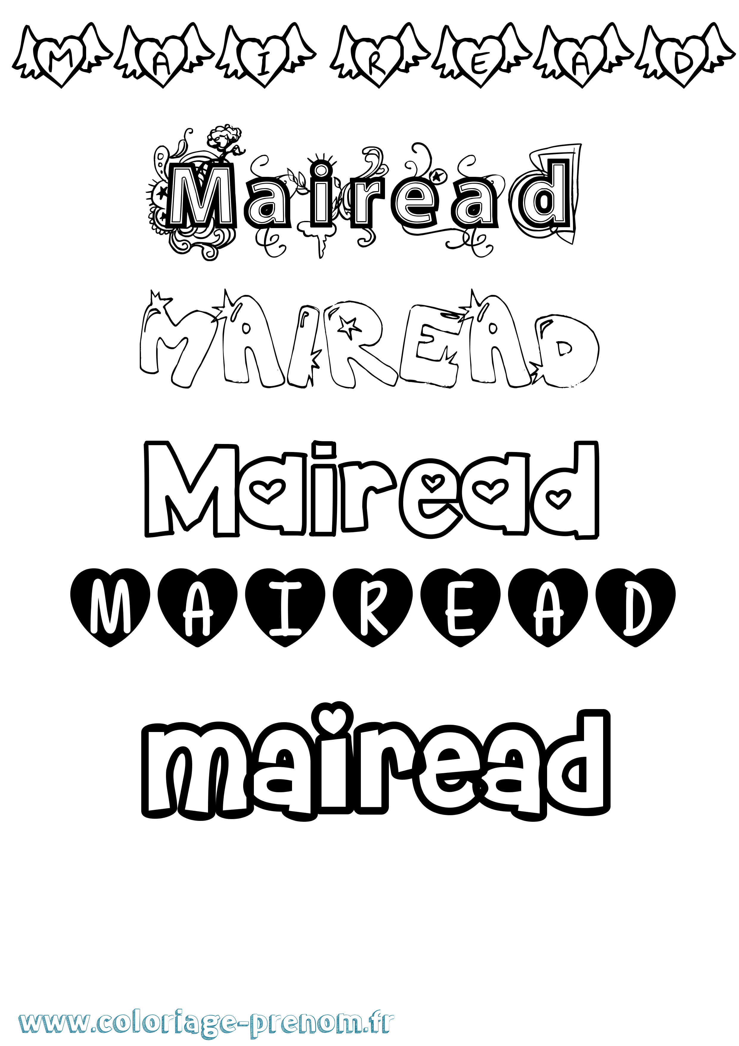 Coloriage Mairead Girly Coloriage prénom Mairead Girly