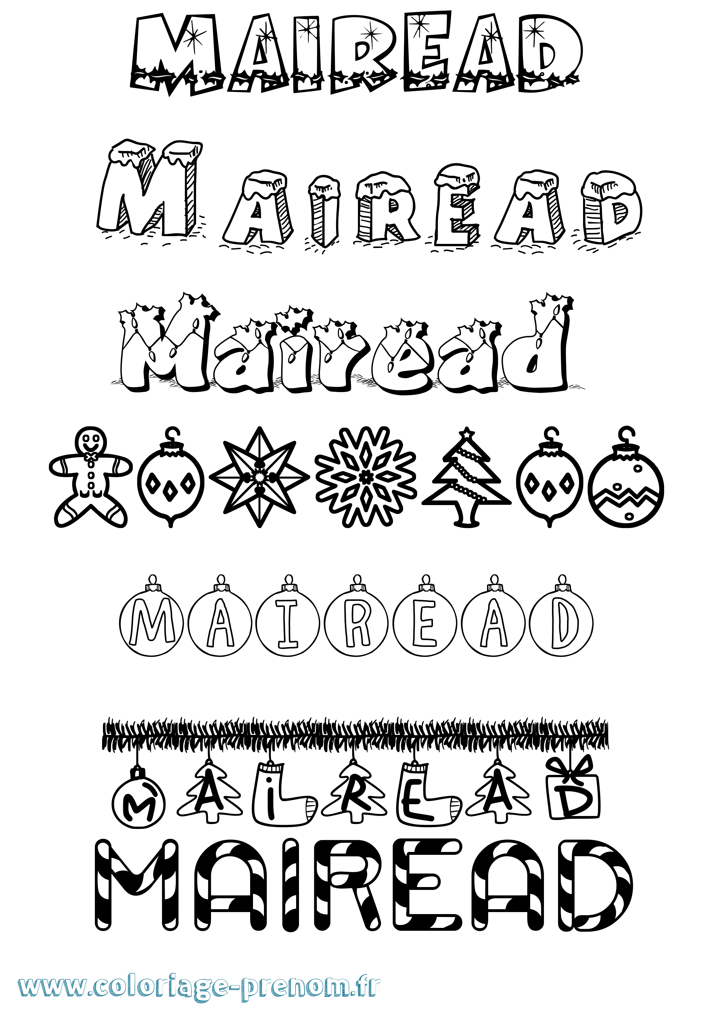 Coloriage Mairead Noël Coloriage prénom Mairead Noël