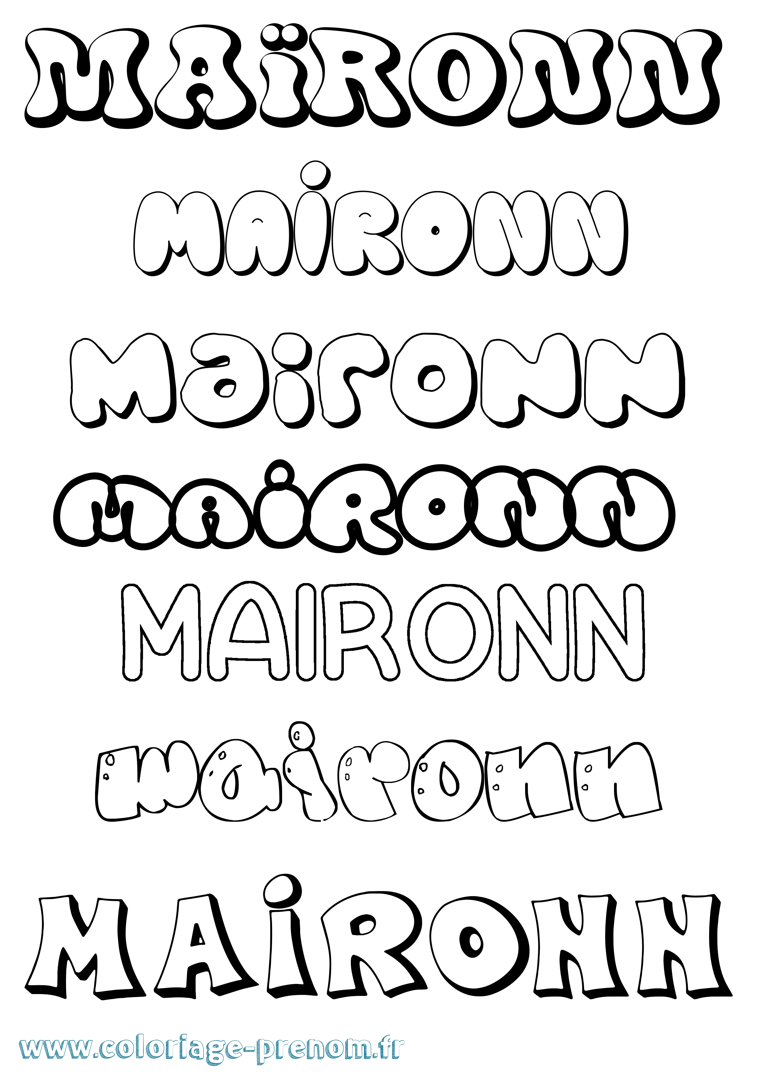 Coloriage Maïronn Bubble Coloriage prénom Maïronn Bubble