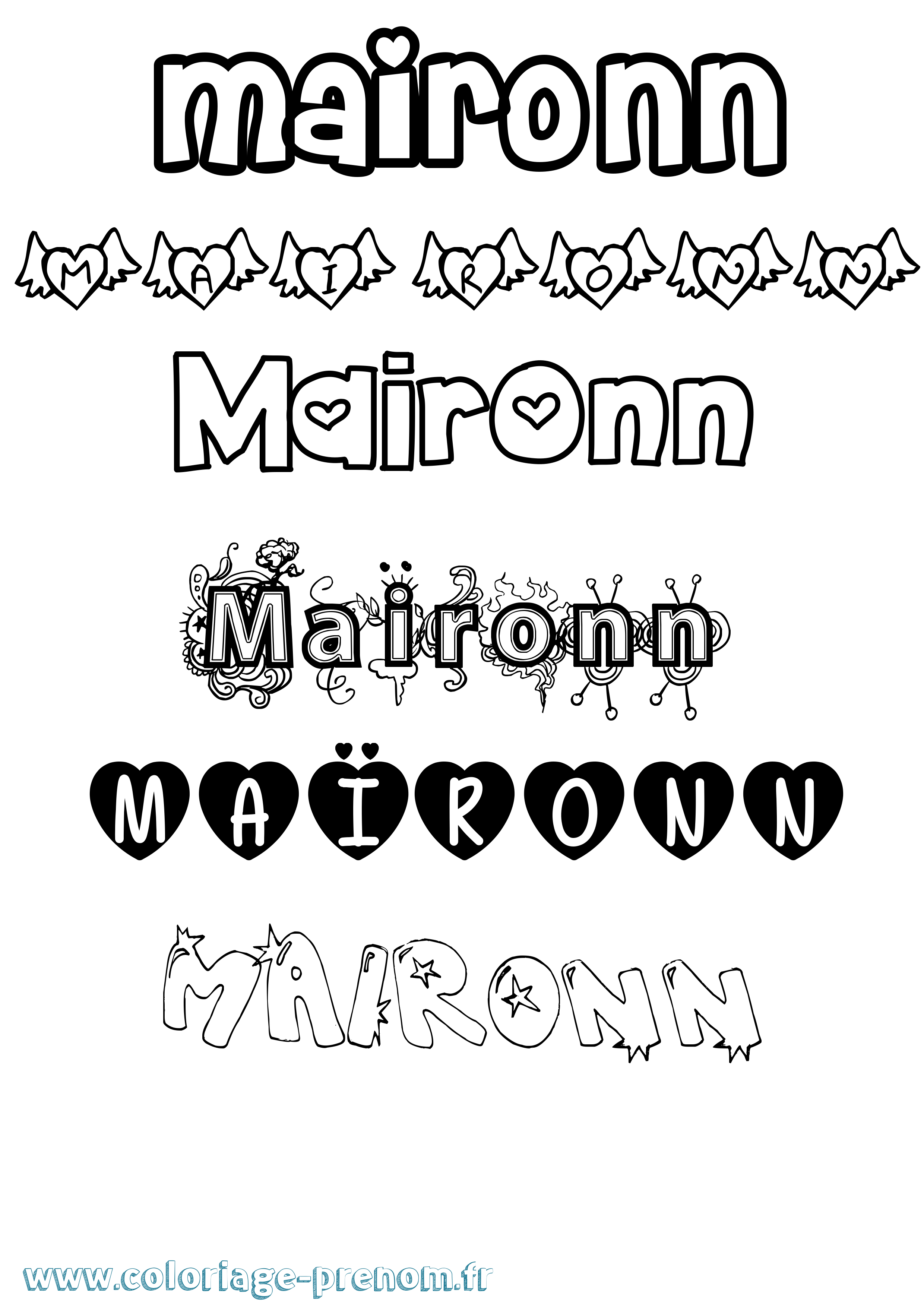 Coloriage Maïronn Girly Coloriage prénom Maïronn Girly