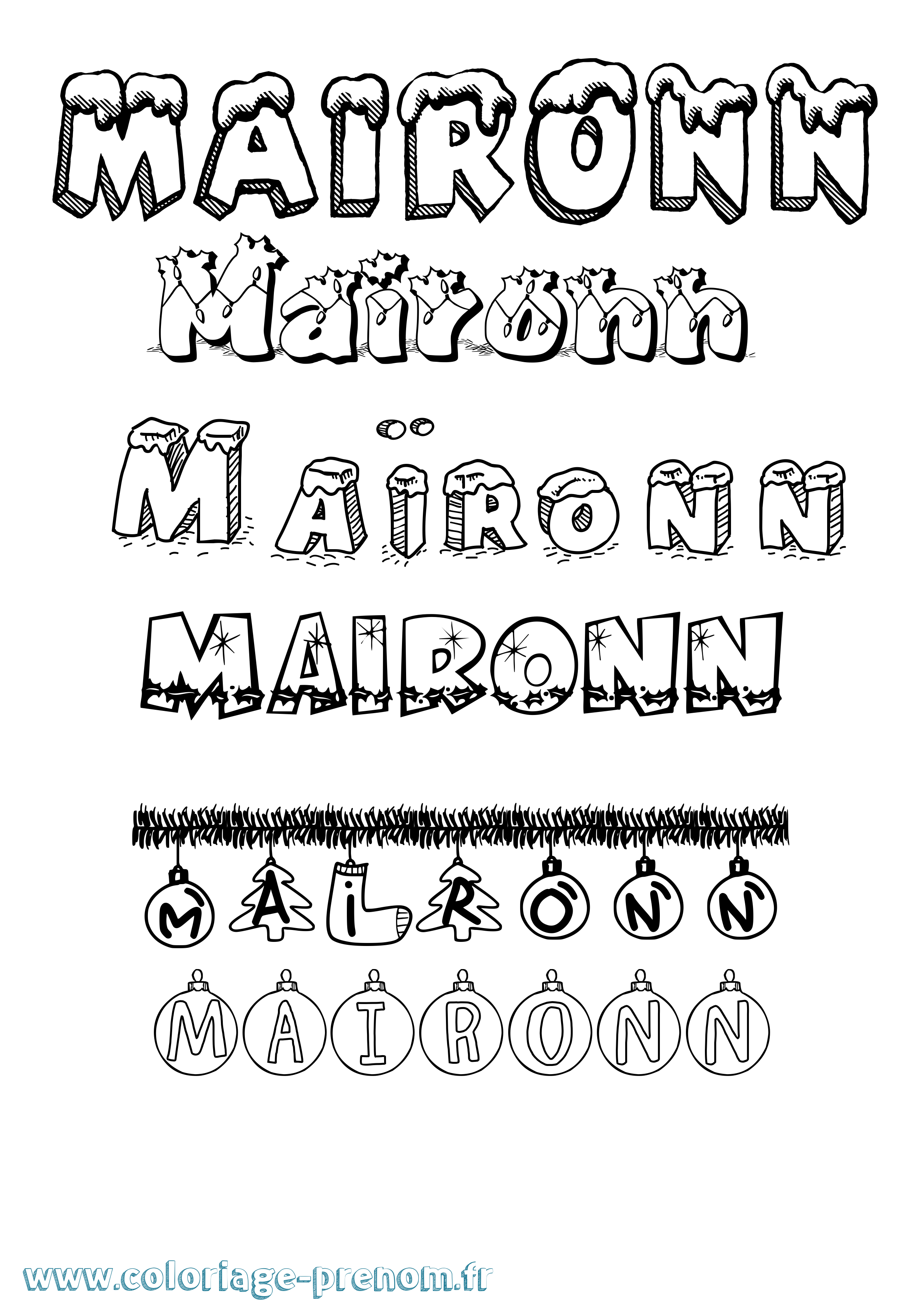 Coloriage Maïronn Noël Coloriage prénom Maïronn Noël