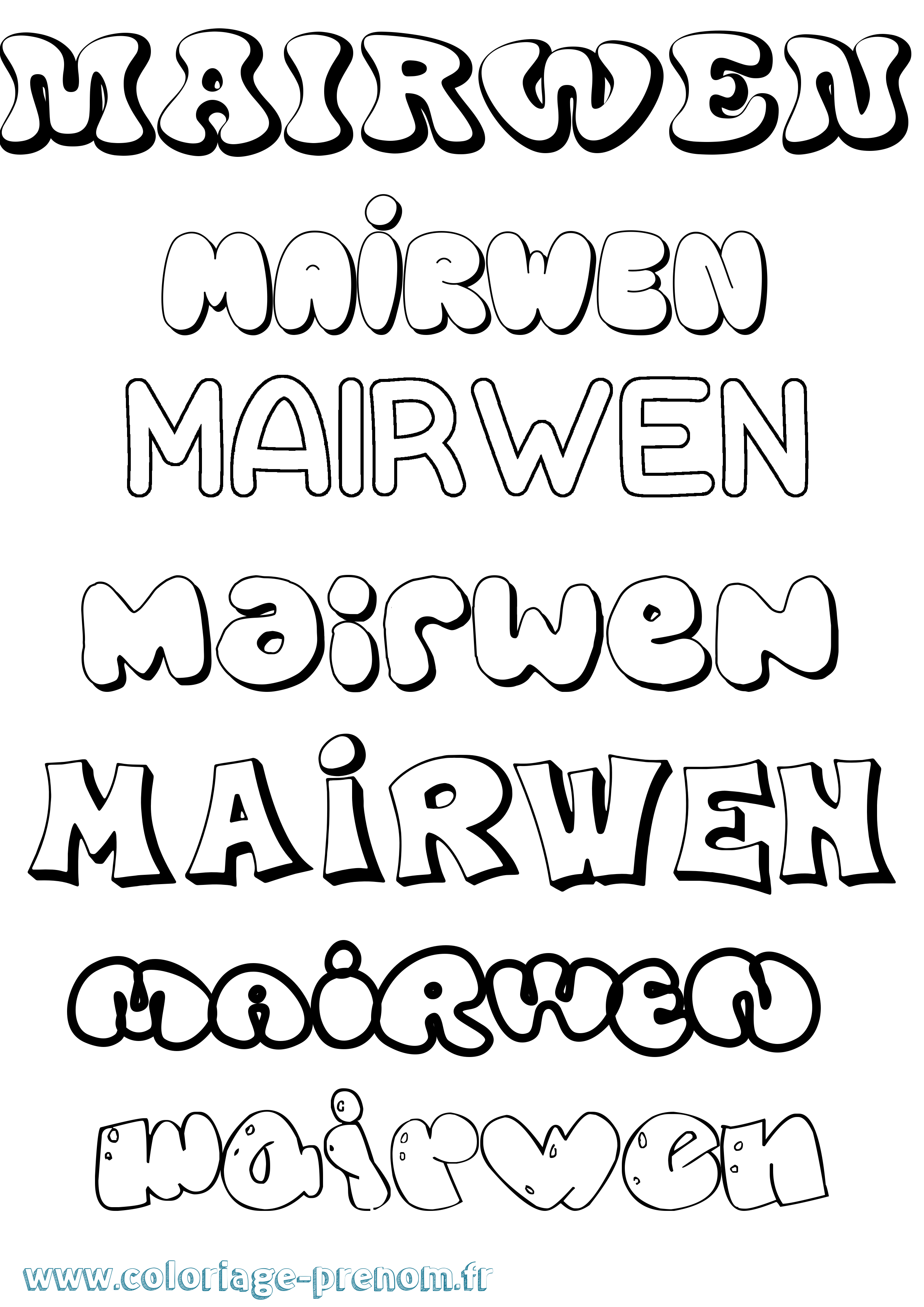 Coloriage Mairwen Bubble Coloriage prénom Mairwen Bubble