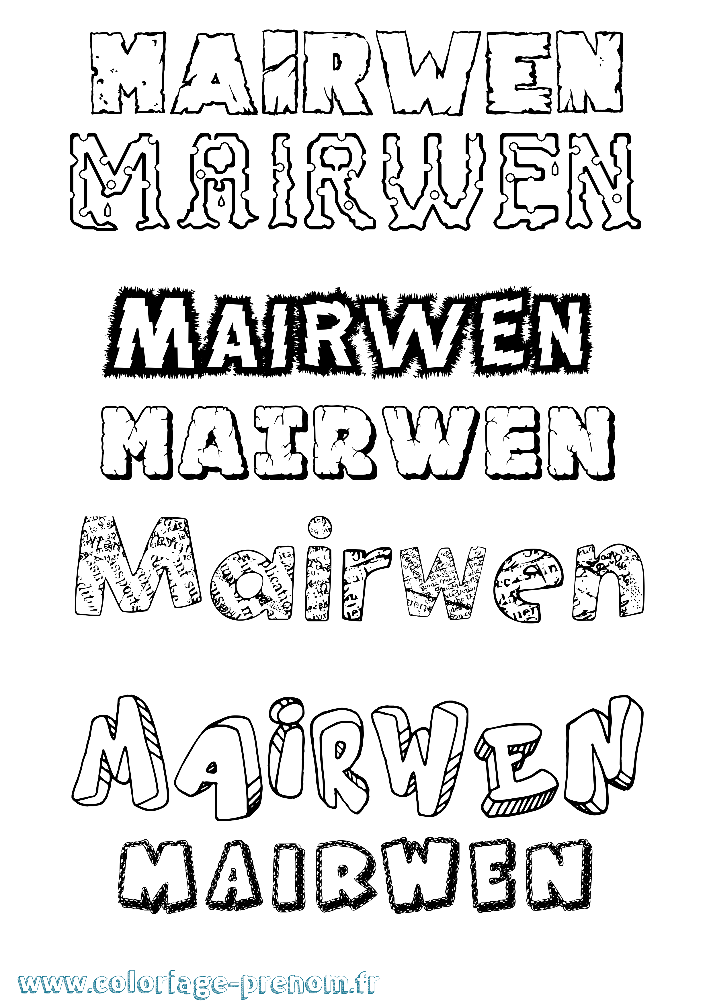 Coloriage Mairwen Destructuré Coloriage prénom Mairwen Destructuré