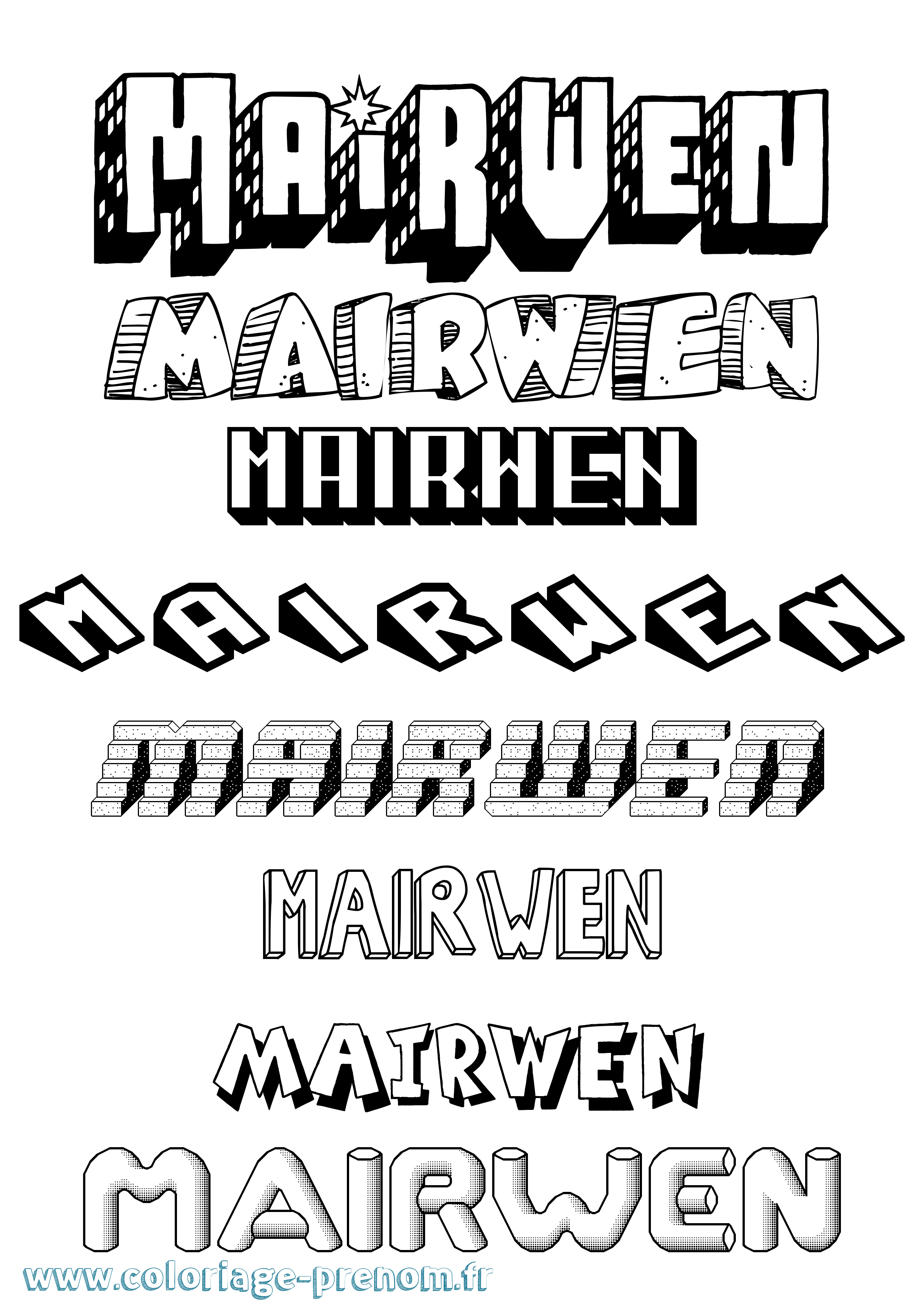 Coloriage Mairwen Effet 3D Coloriage prénom Mairwen Effet 3D