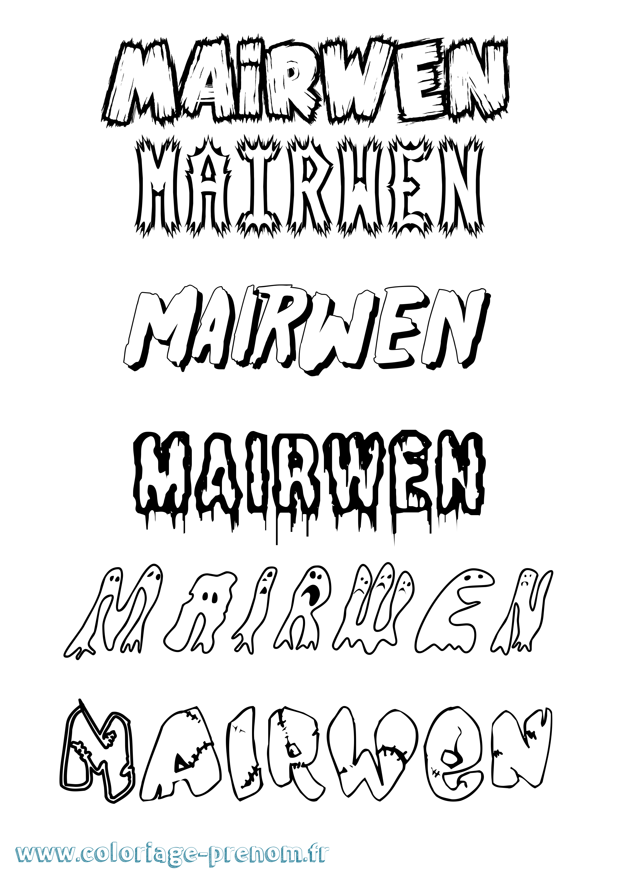 Coloriage Mairwen Frisson Coloriage prénom Mairwen Frisson