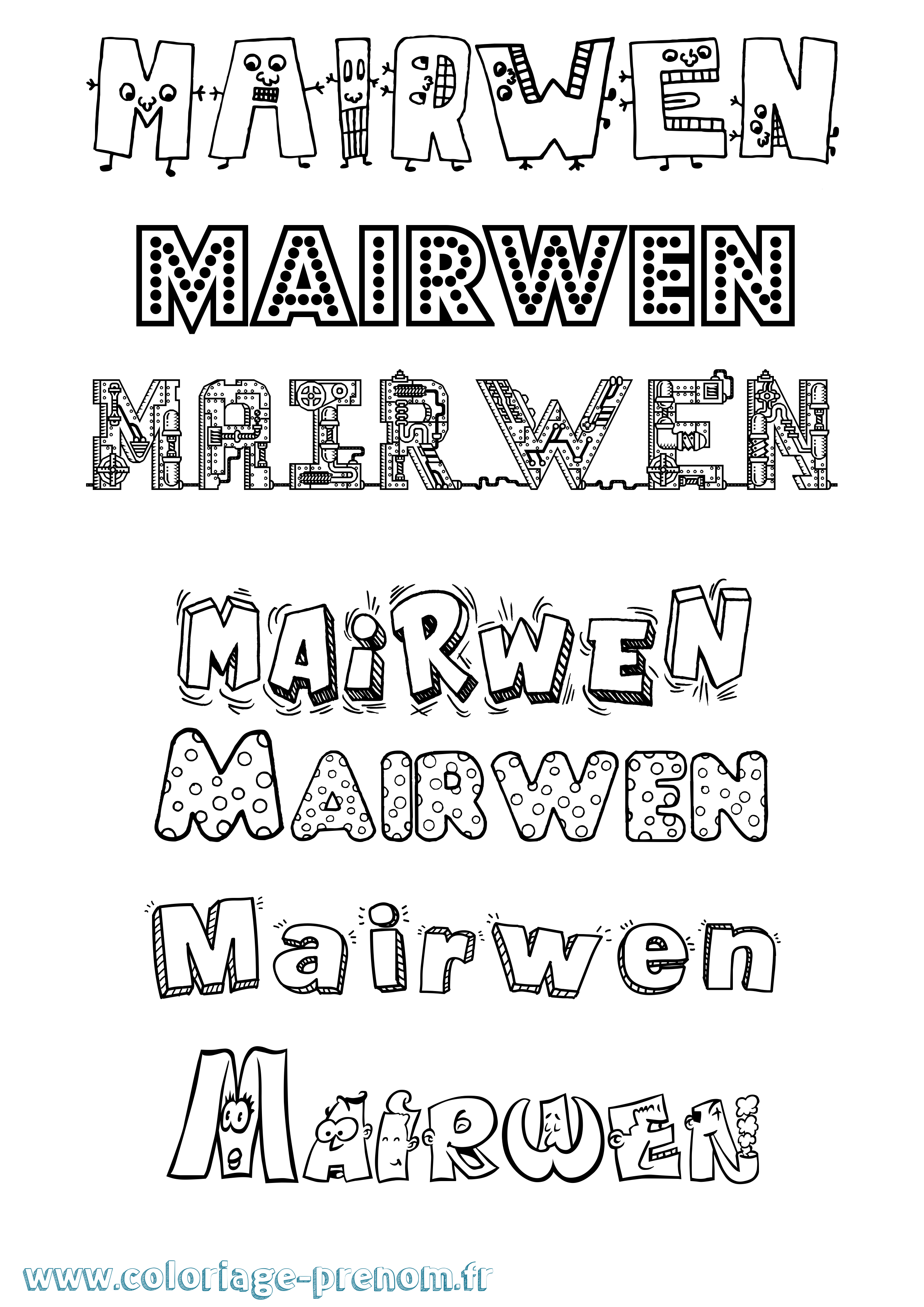Coloriage Mairwen Fun Coloriage prénom Mairwen Fun