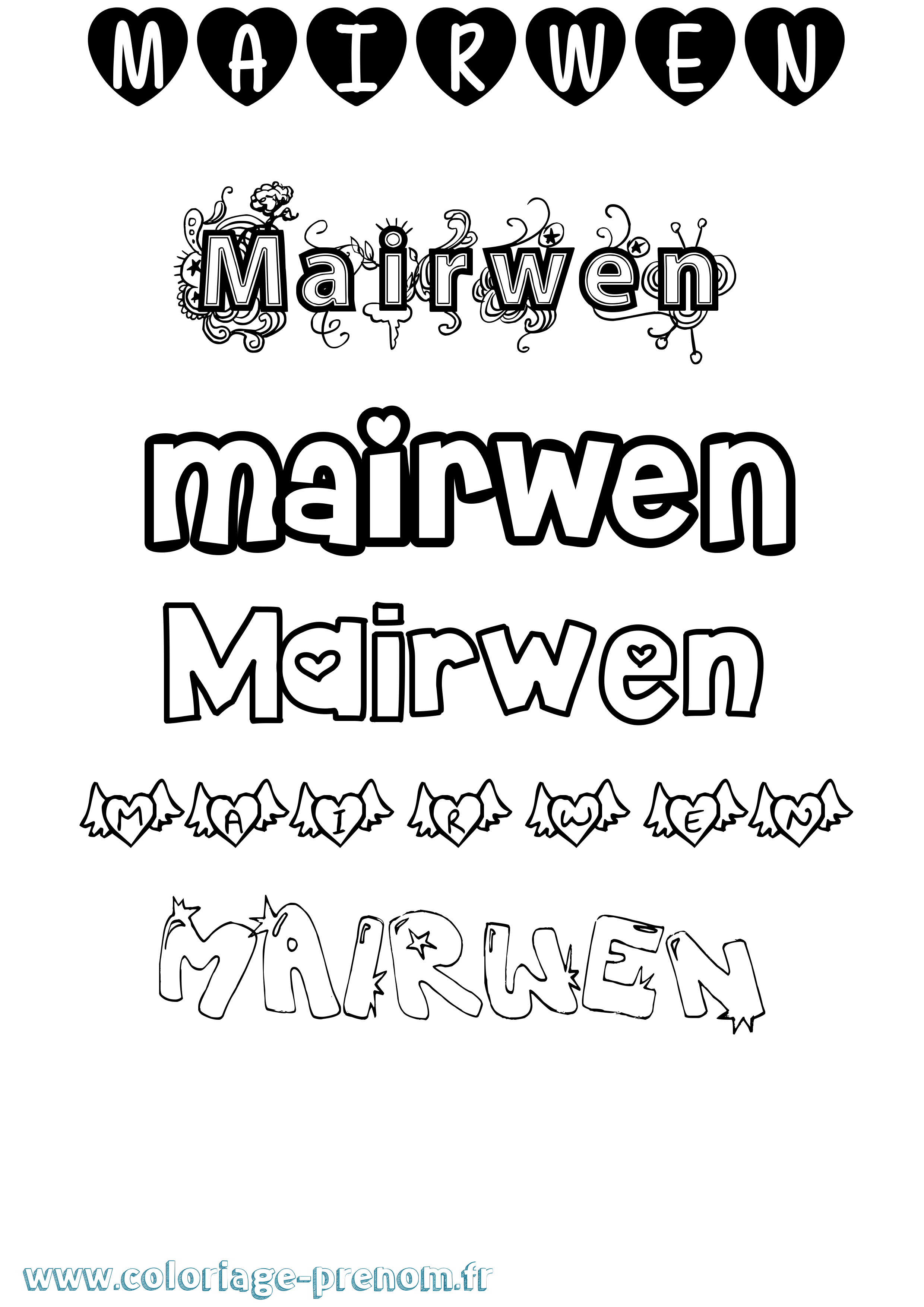 Coloriage Mairwen Girly Coloriage prénom Mairwen Girly