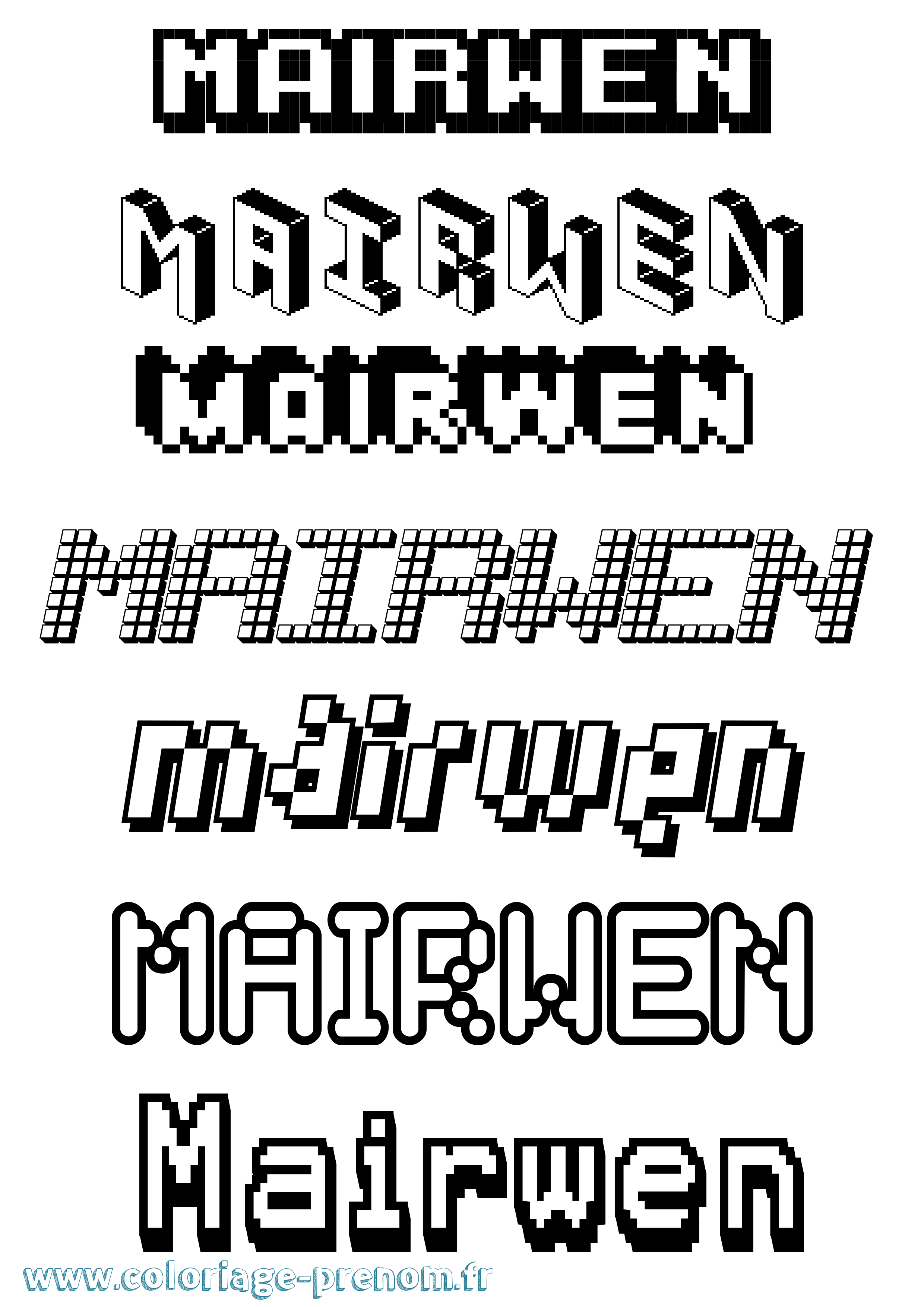 Coloriage Mairwen Pixel Coloriage prénom Mairwen Pixel