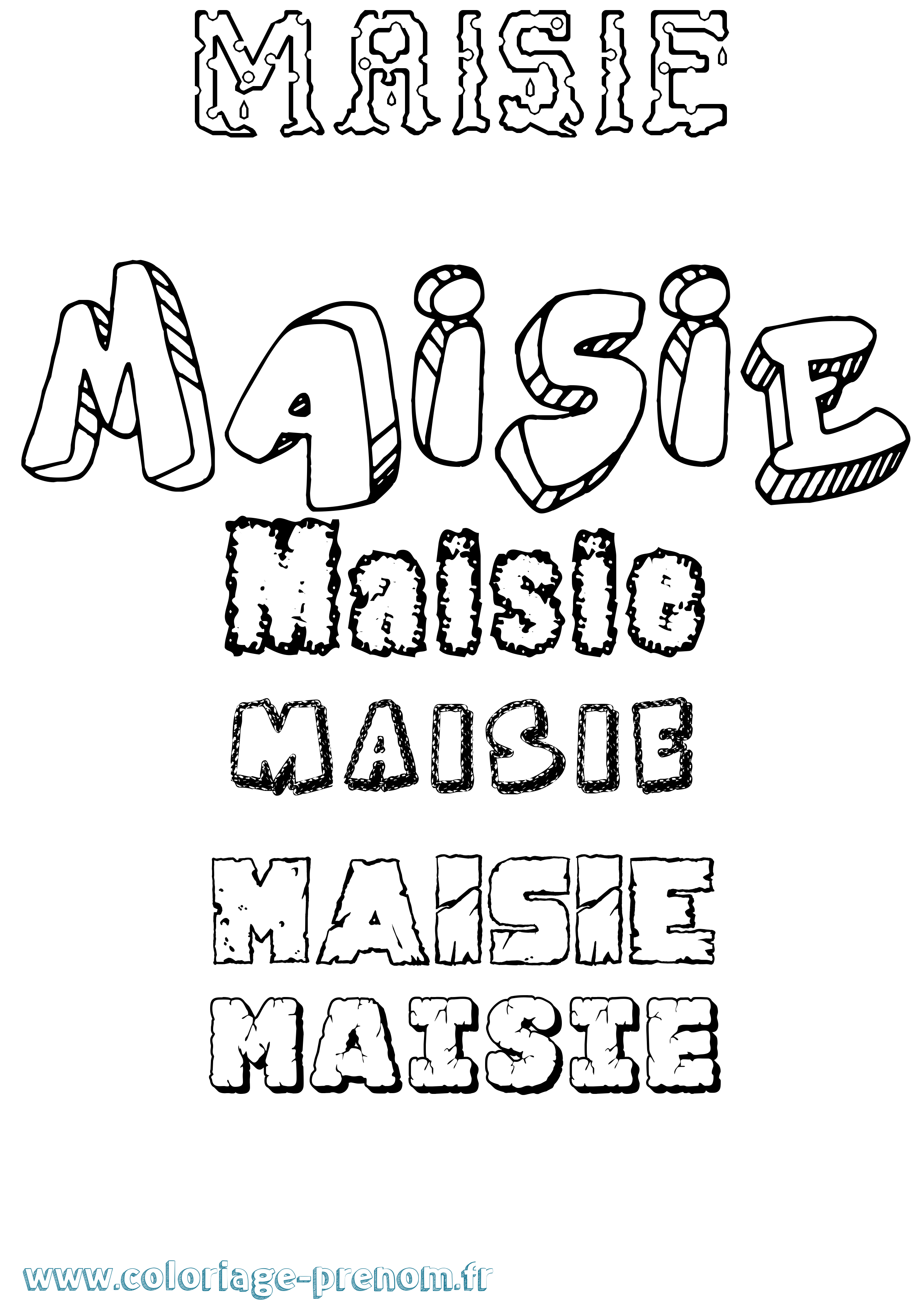 Coloriage Maisie Destructuré Coloriage prénom Maisie Destructuré
