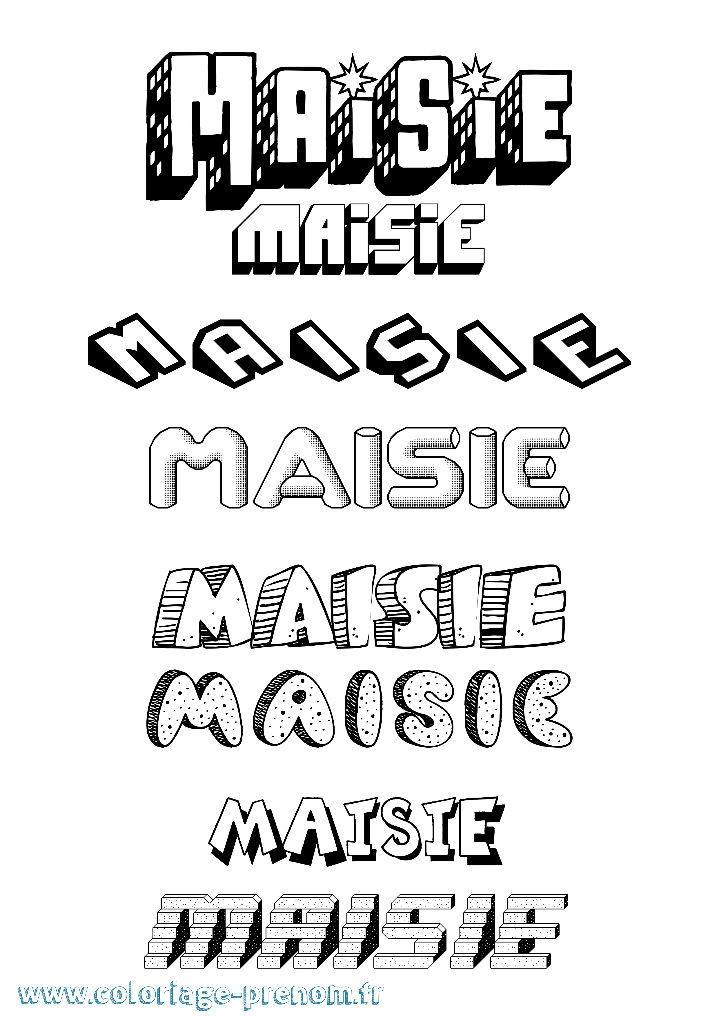 Coloriage Maisie Effet 3D Coloriage prénom Maisie Effet 3D