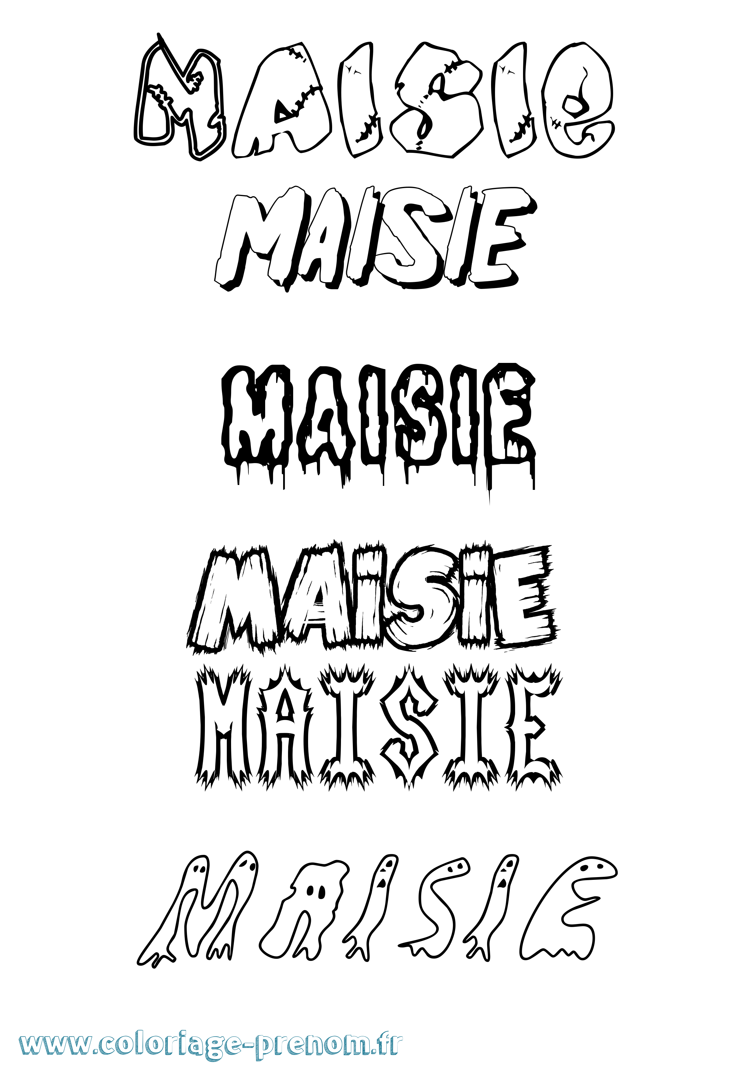 Coloriage Maisie Frisson Coloriage prénom Maisie Frisson