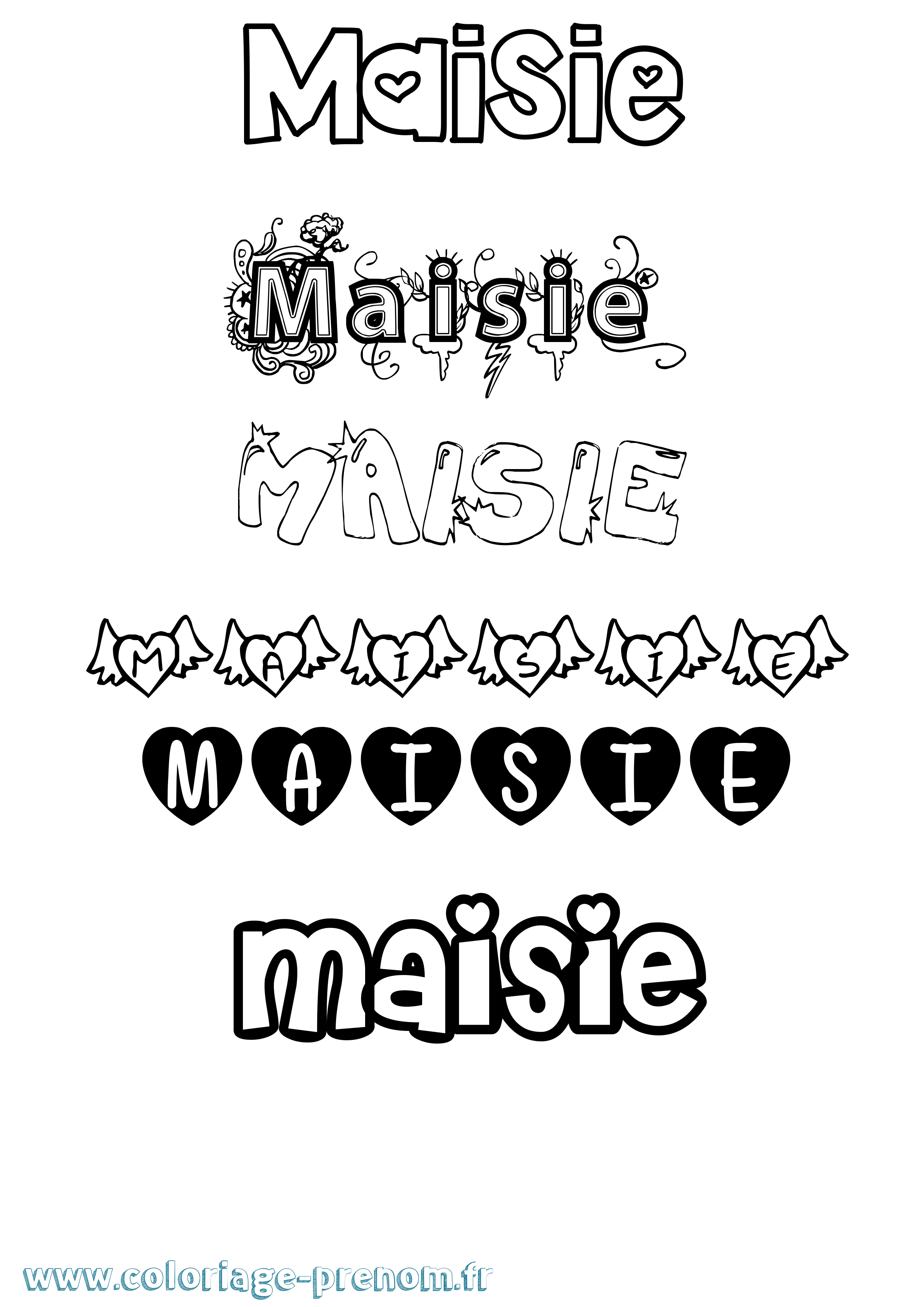 Coloriage Maisie Girly Coloriage prénom Maisie Girly