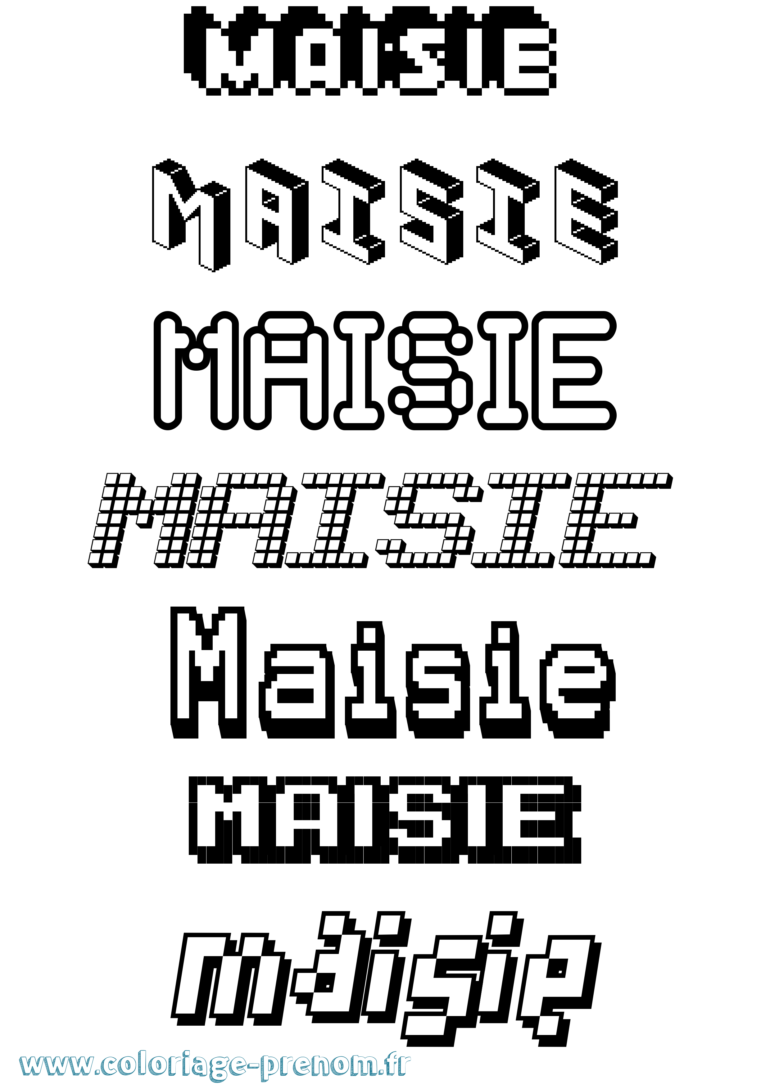 Coloriage Maisie Pixel Coloriage prénom Maisie Pixel